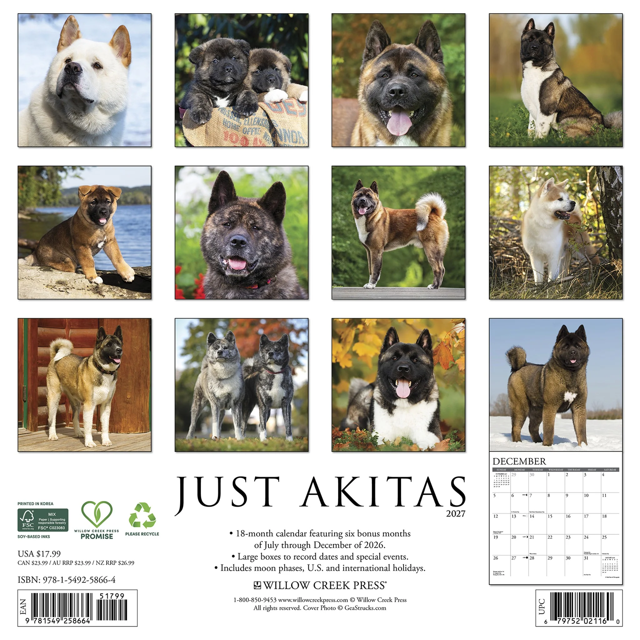 Akitas 2027 Wall Calendar - Online Only - Image 2