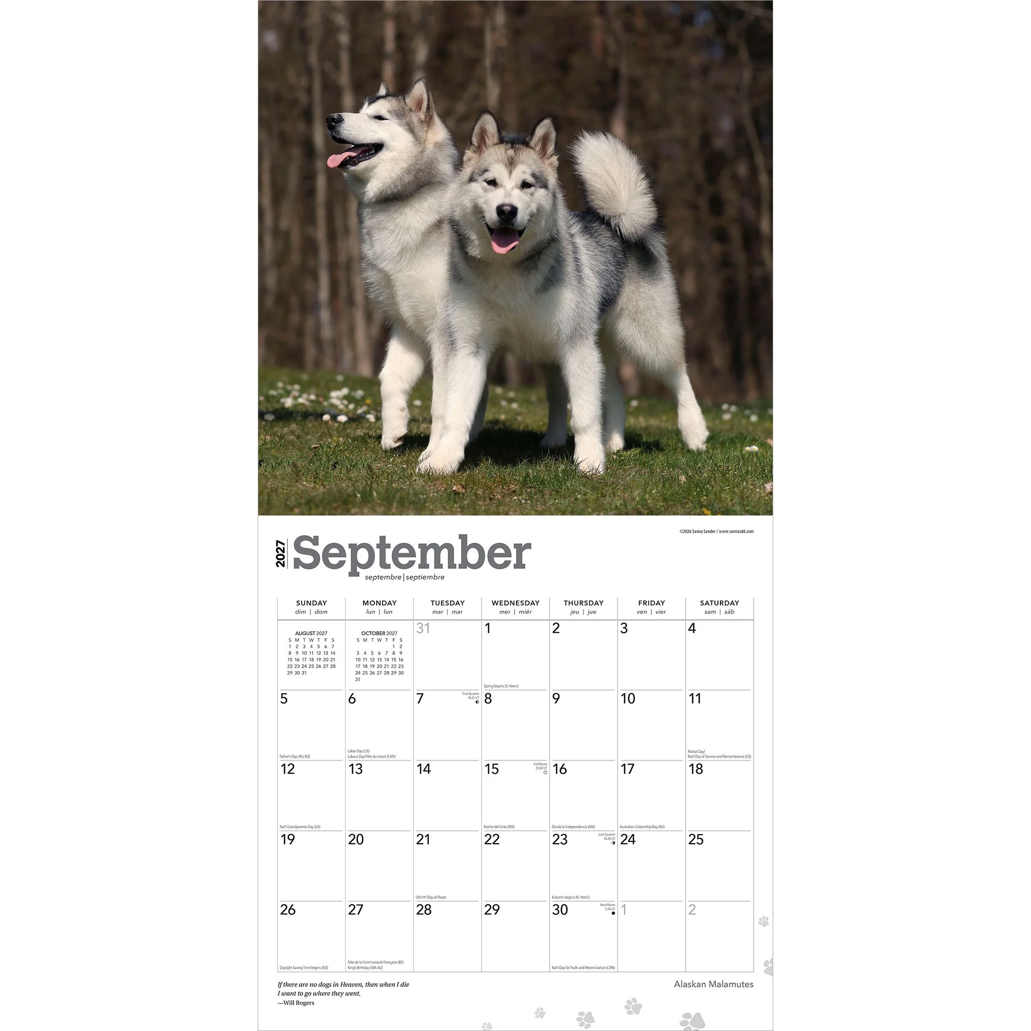 Alaskan Malamutes 2027 Wall Calendar - Image 4