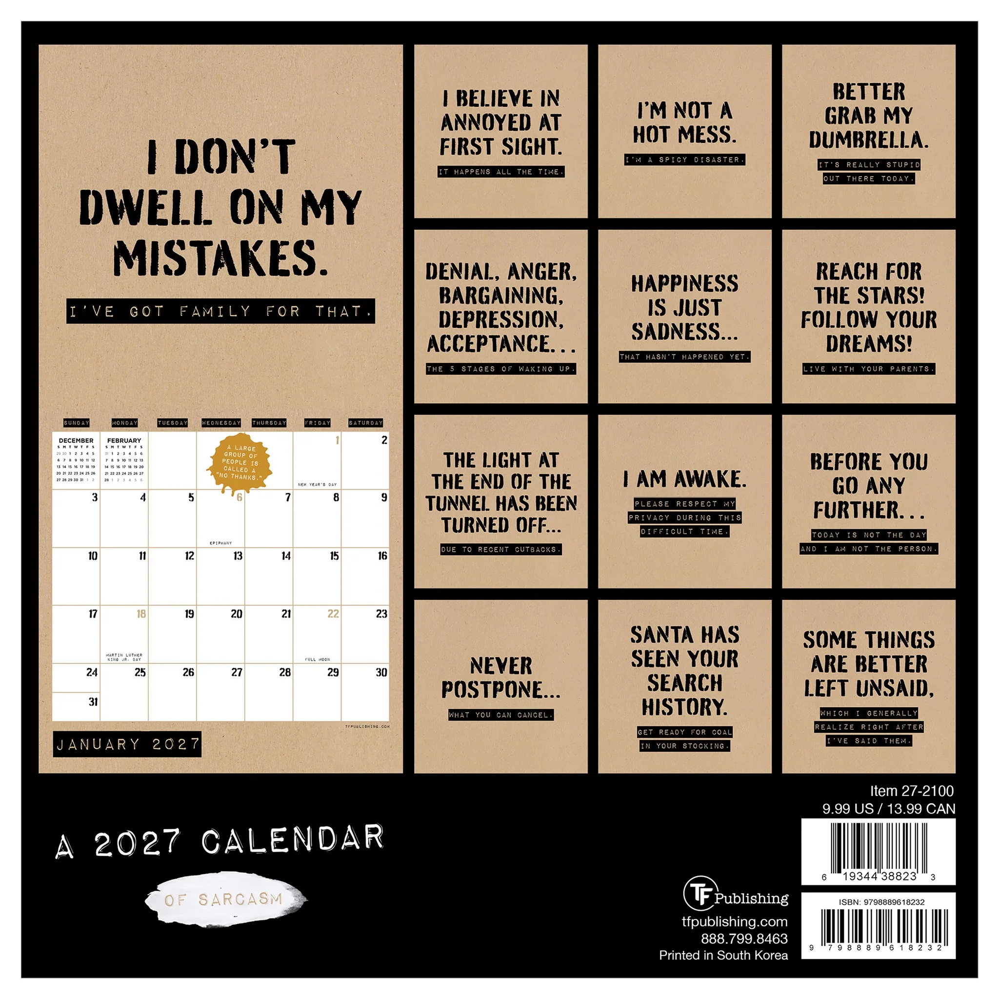 Anti Affirmations and Sarcasm 2027 Mini Calendar - Online Only - Image 2