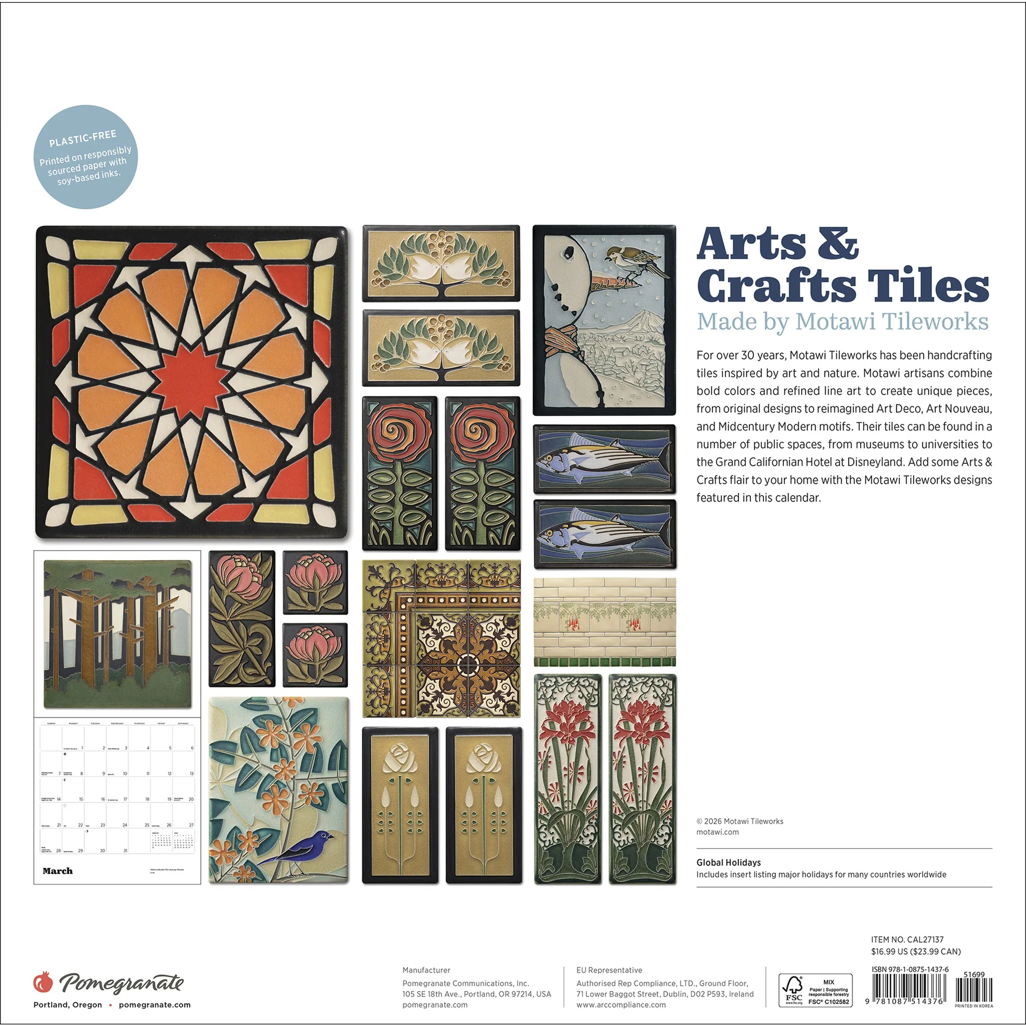 Arts and Crafts Tiles 2027 Wall Calendar - Online Only - Image 2