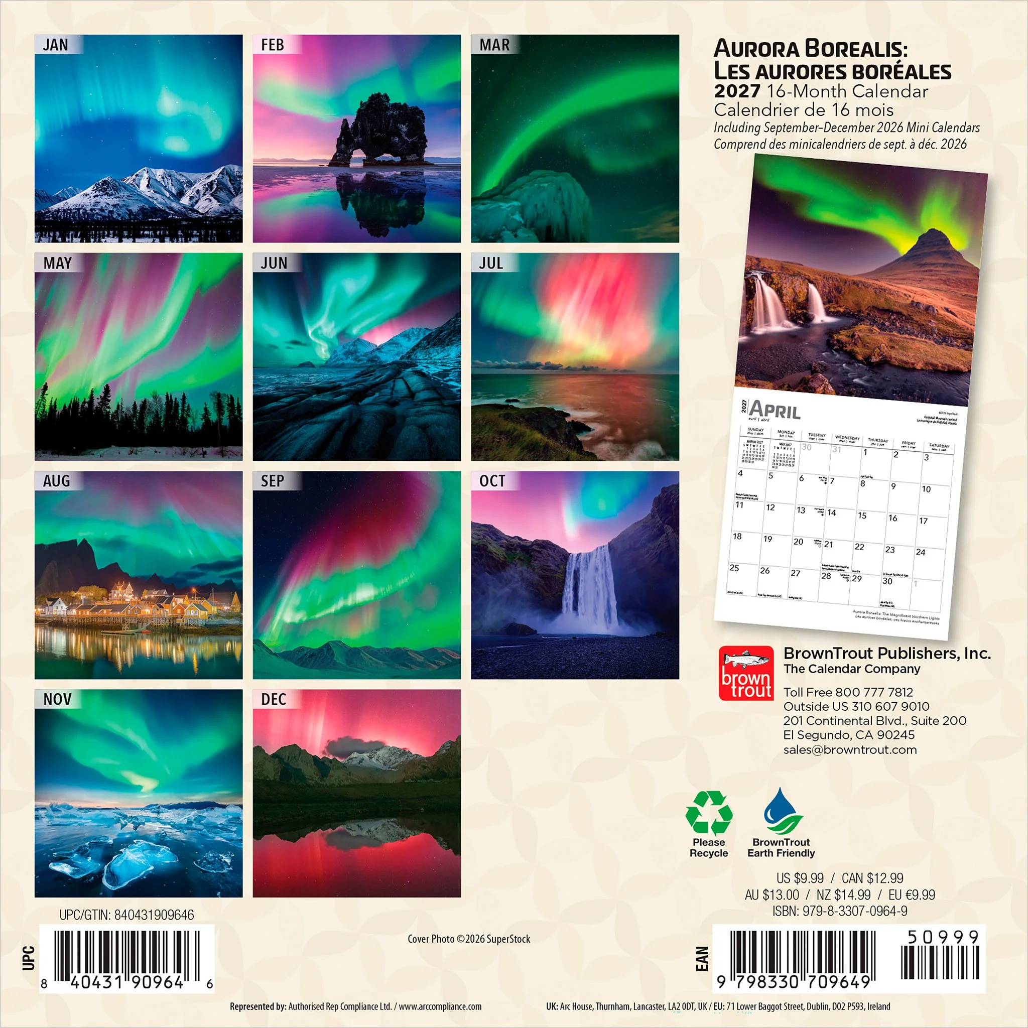 Aurora Borealis / Les aurores boréales 2027 Mini Calendar - Image 2