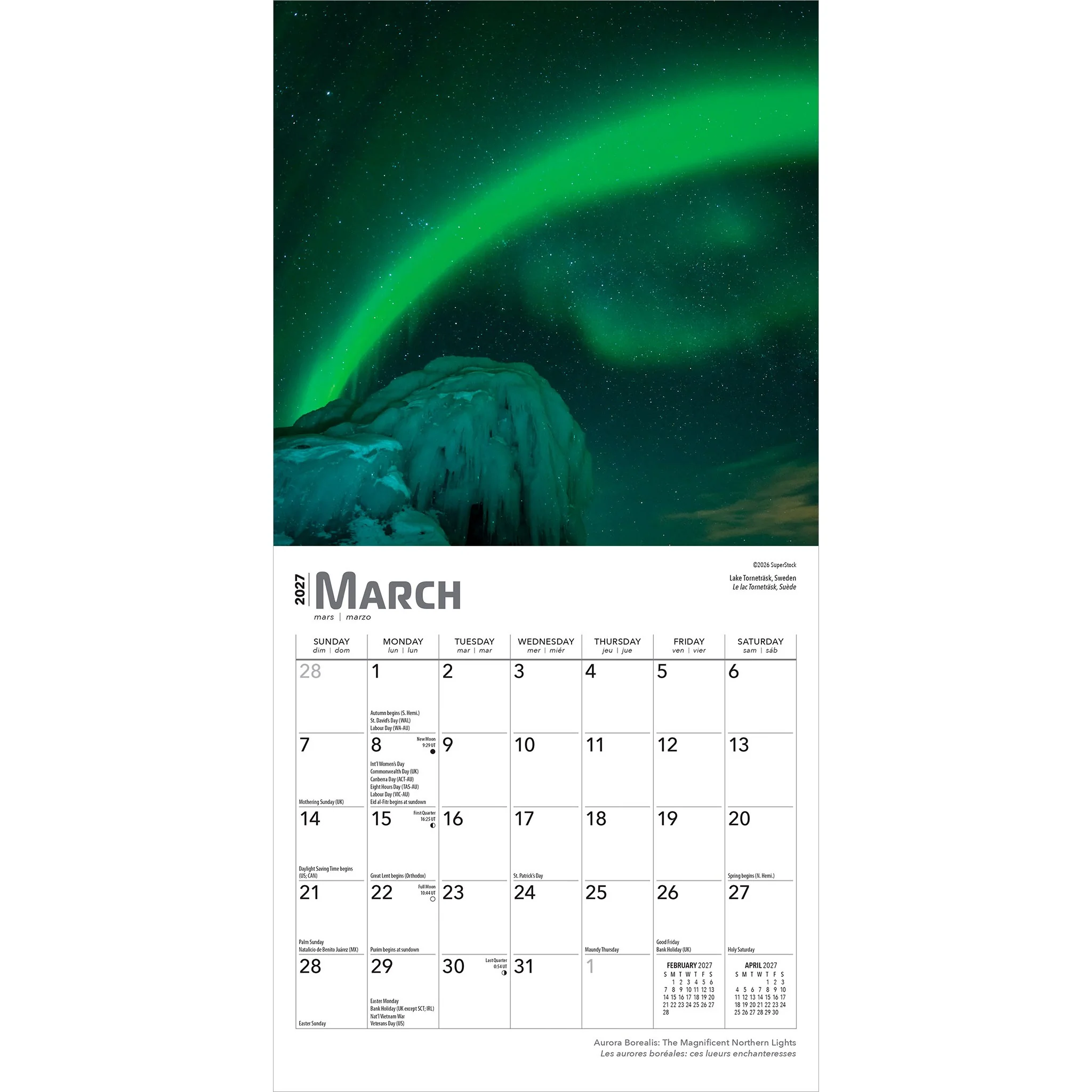 Aurora Borealis / Les aurores boréales 2027 Mini Calendar - Image 3