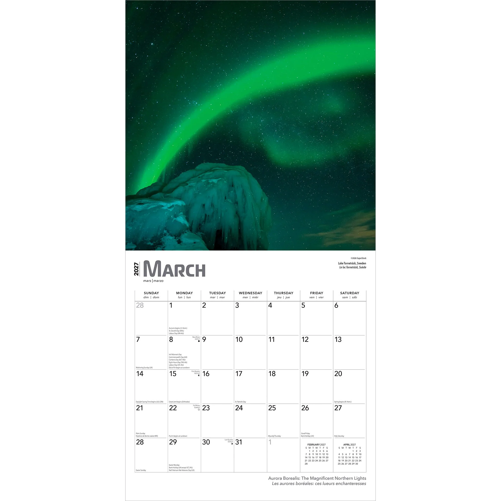 Aurora Borealis / Les aurores boréales 2027 Wall Calendar - Online Only - Image 3