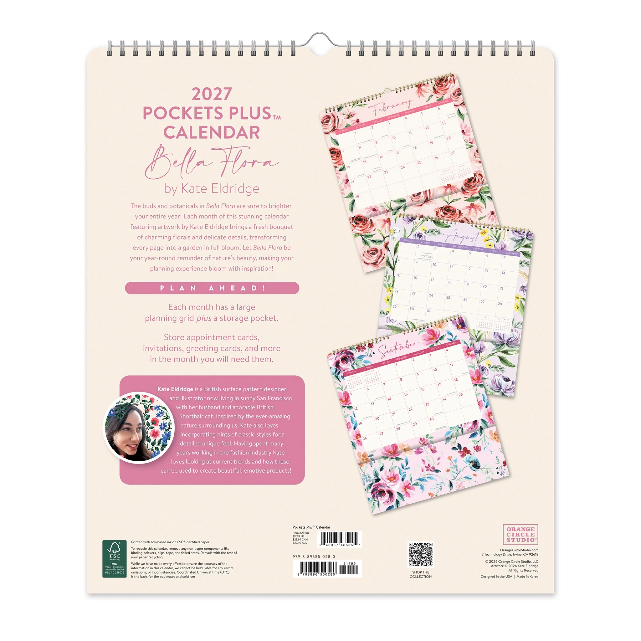 Bell Flora Pockets Plus 2027 Wall Calendar - Image 2