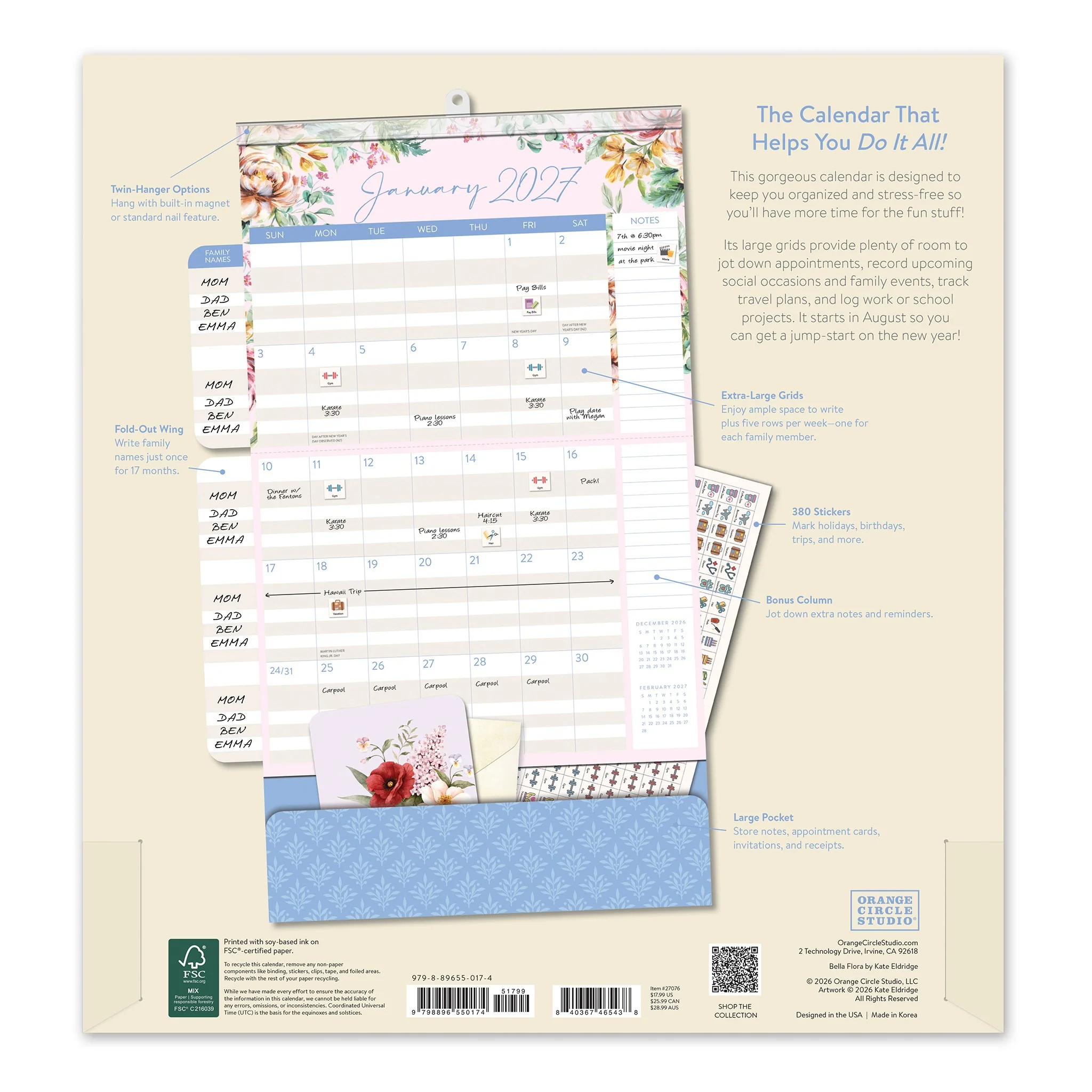 Bella Flora Do It All 2026-2027 Wall Calendar - Image 2