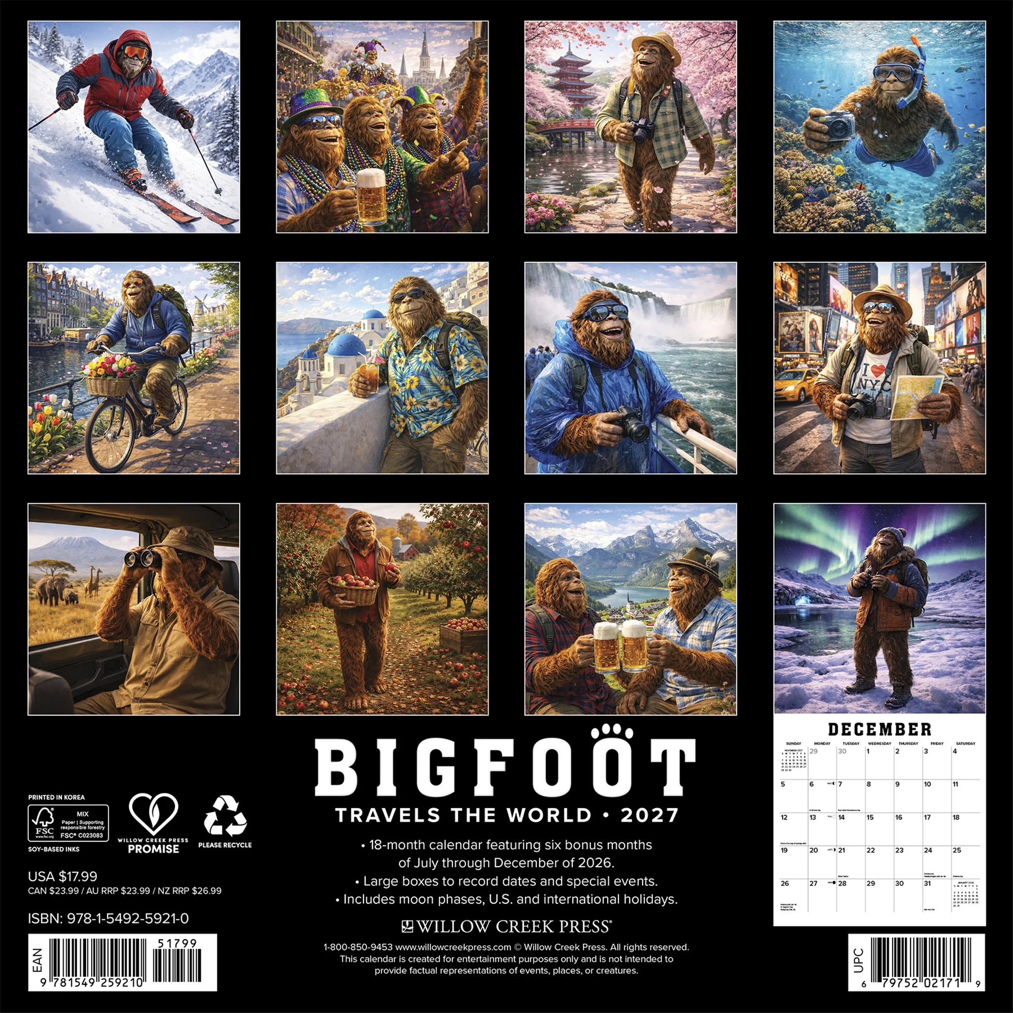 Bigfoot Travels the World 2027 Wall Calendar - Online Only - Image 2