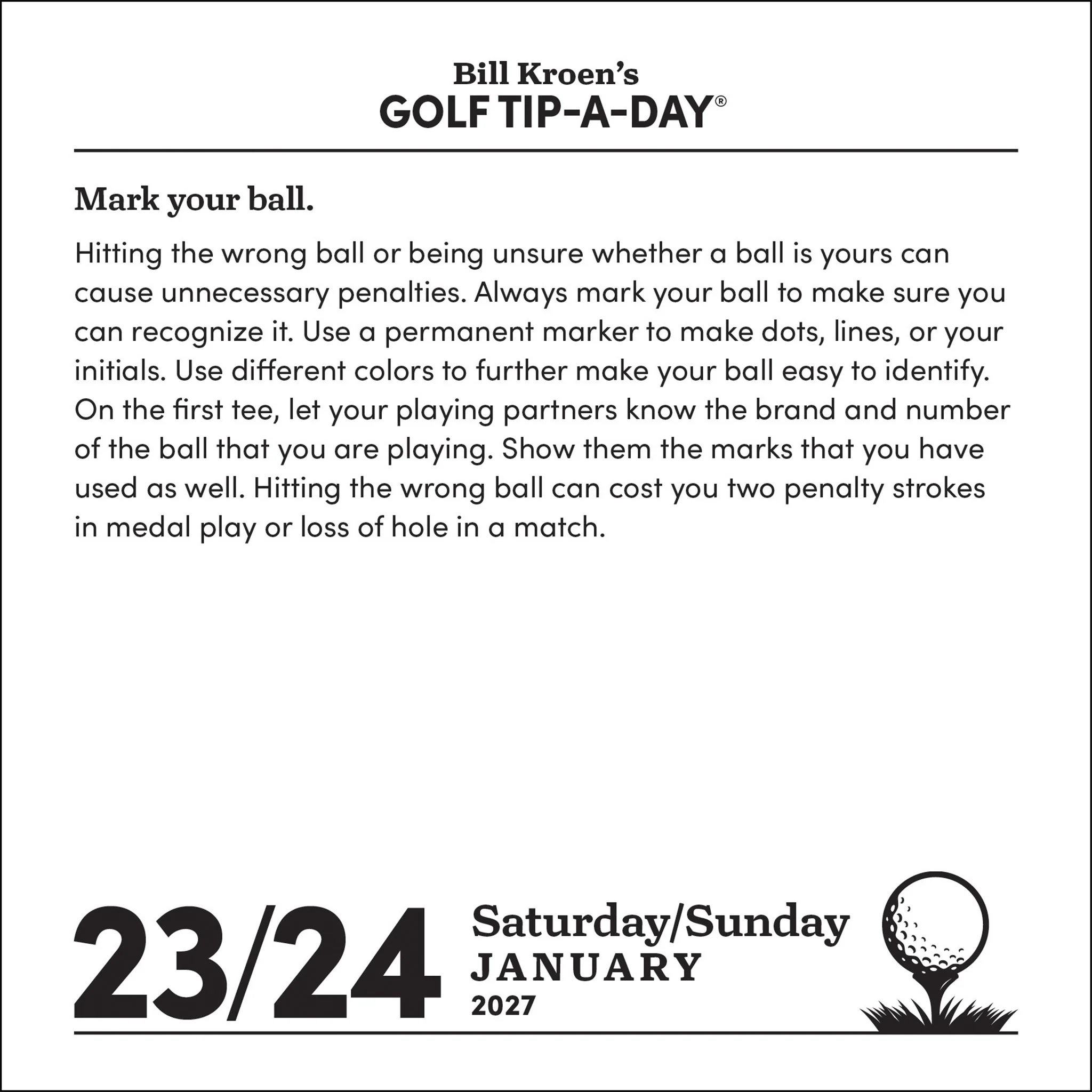 Bill Kroen's Golf Tip-A-Day 2027 Box Calendar - Image 3