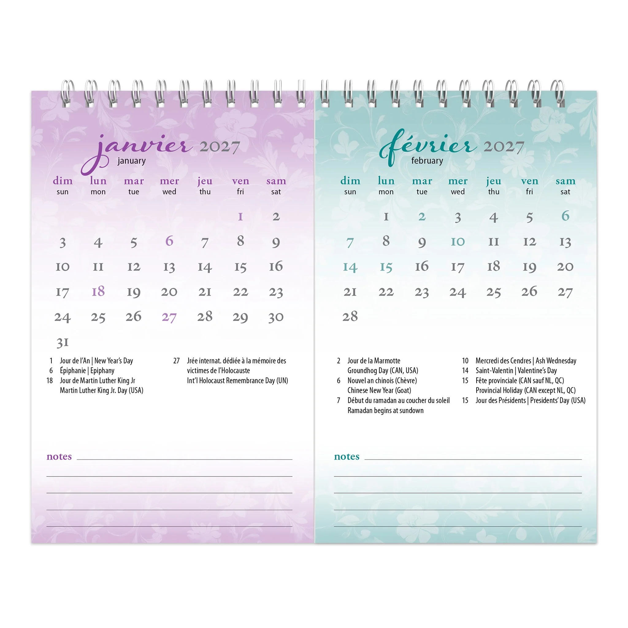 Calendrier chevalet à pages divisées Double-View 2027 Easel Calendar - Image 3