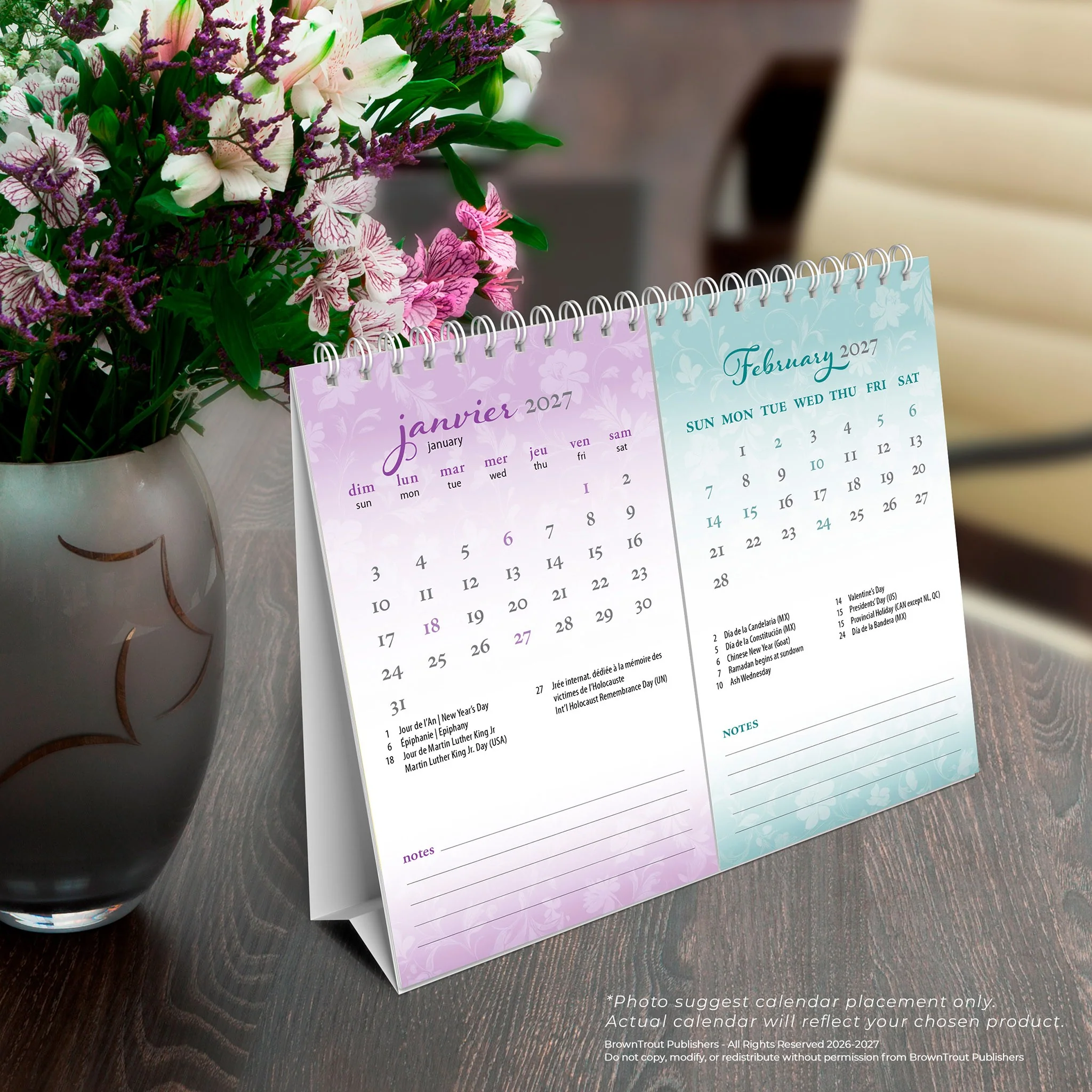 Calendrier chevalet à pages divisées Double-View 2027 Easel Calendar - Image 5