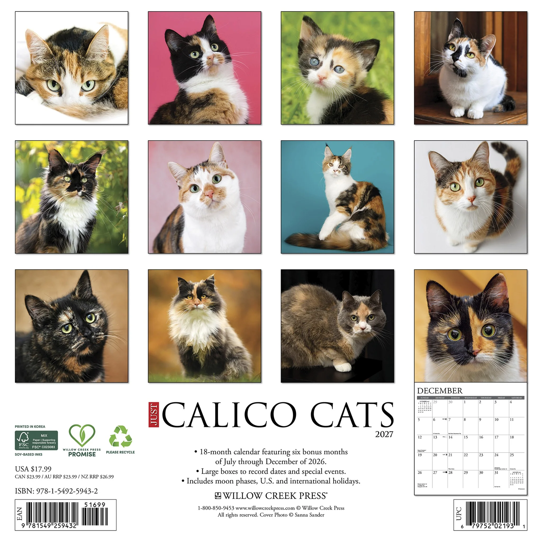 Calico Cats 2027 Wall Calendar - Image 2