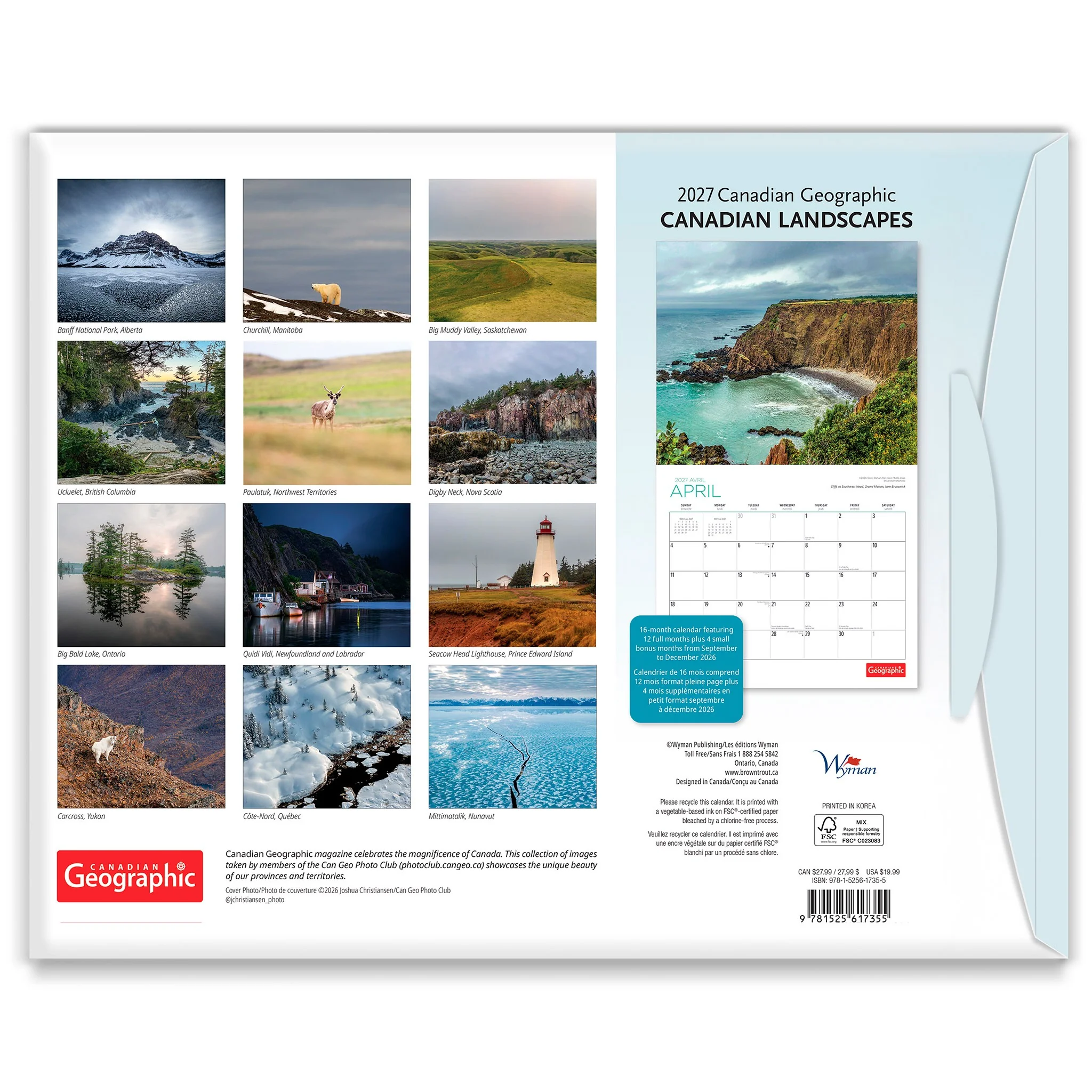Canadian Geographic Canadian Landscapes 2027 Wall Calendar - Image 2