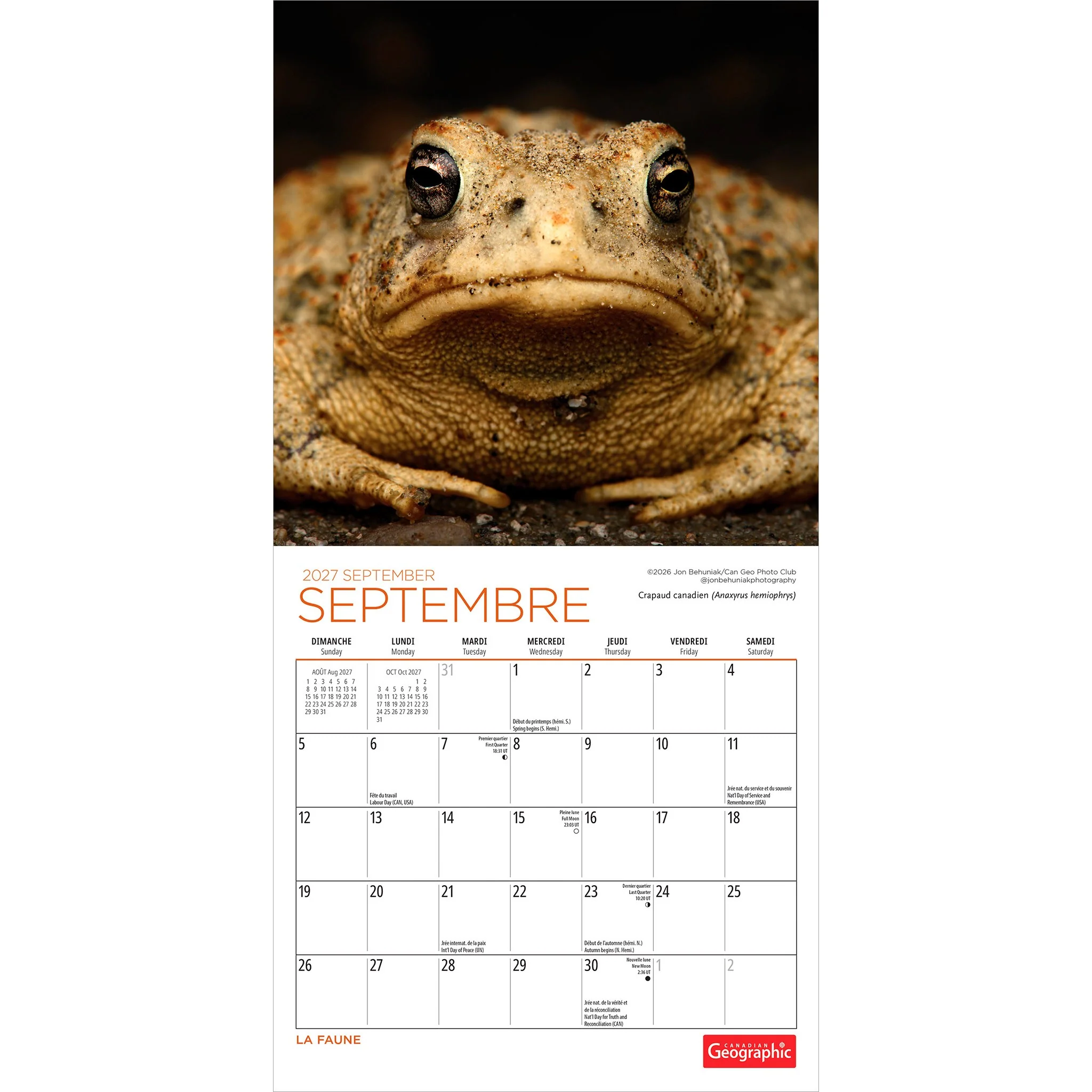 Canadian Geographic La faune 2027 Mini Calendar (French) - Image 4