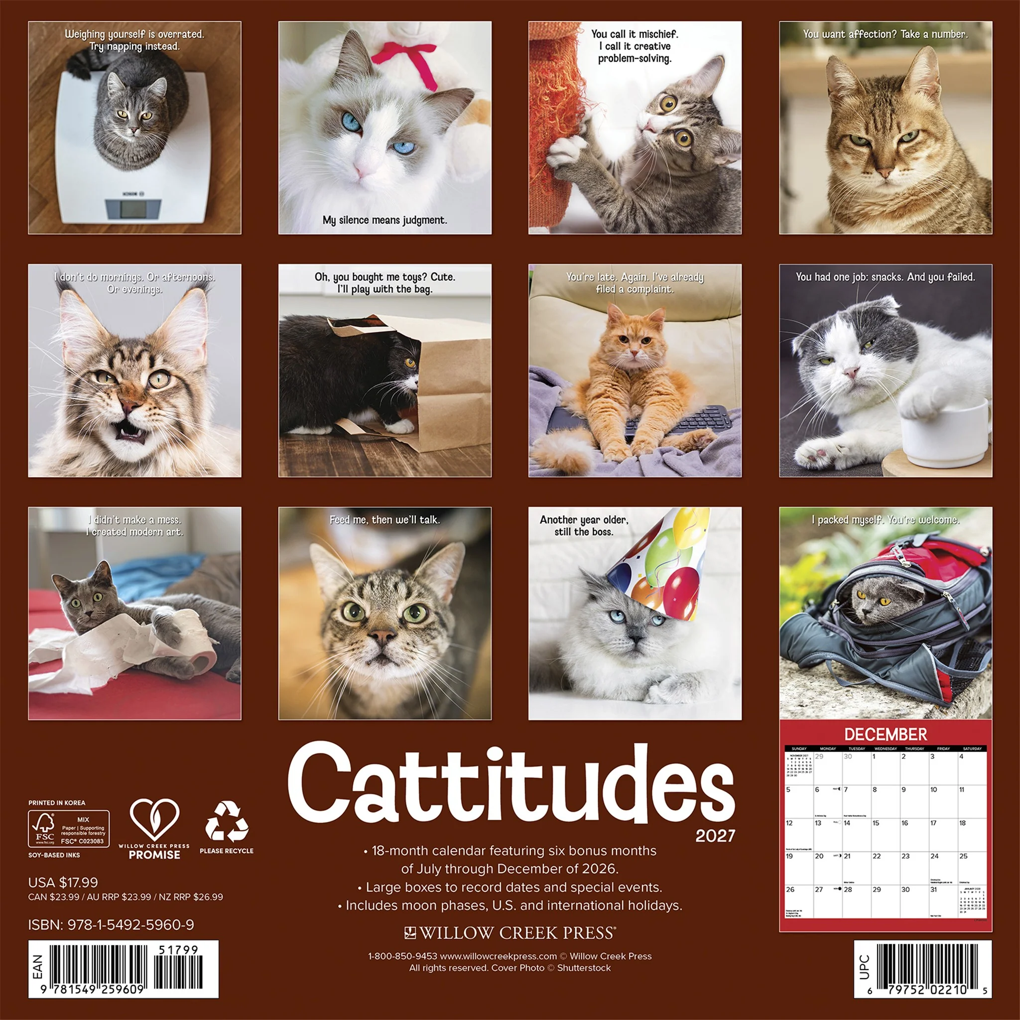 Cattitudes 2027 Wall Calendar - Image 2
