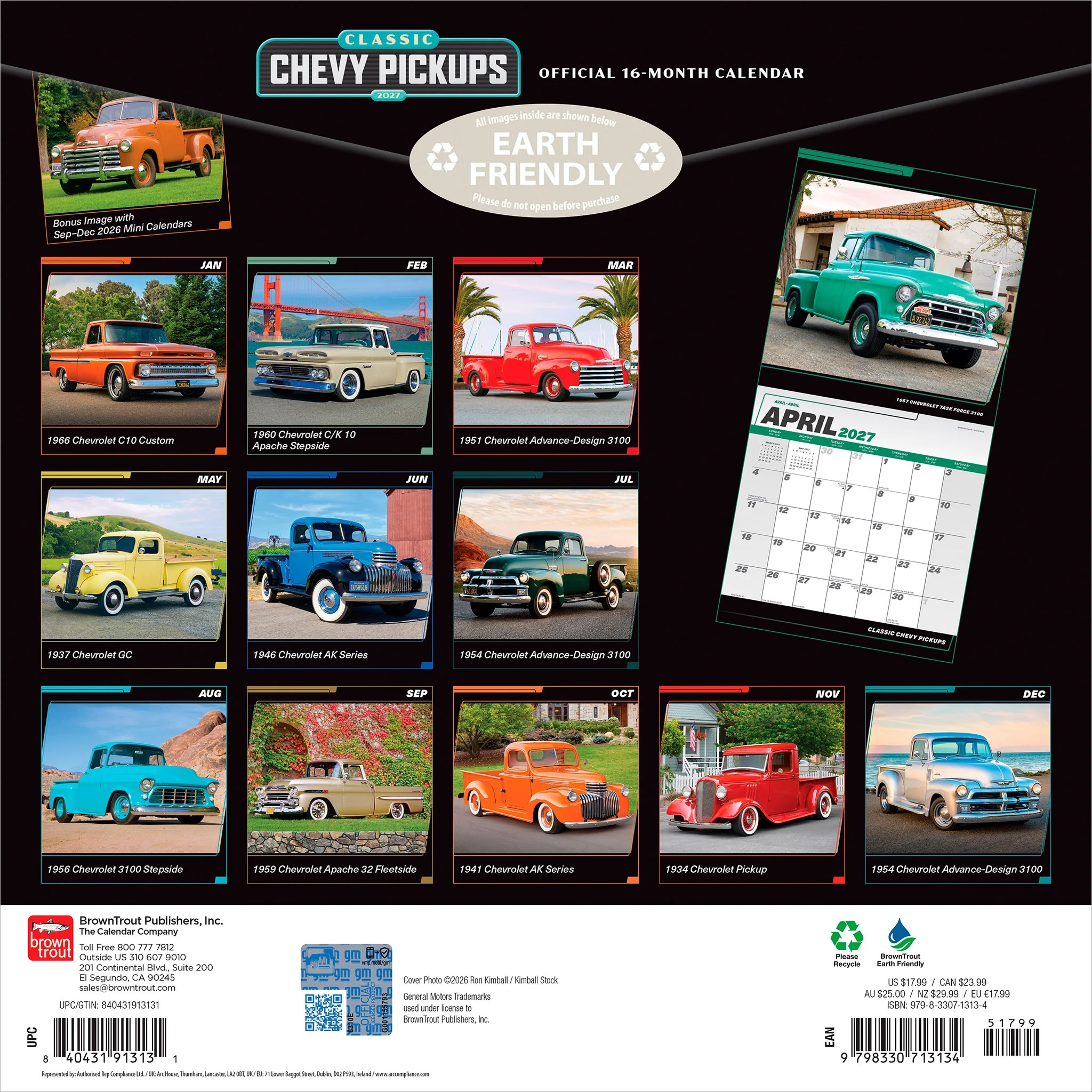 Chevy Pickups Classic 2027 Wall Calendar - Image 2