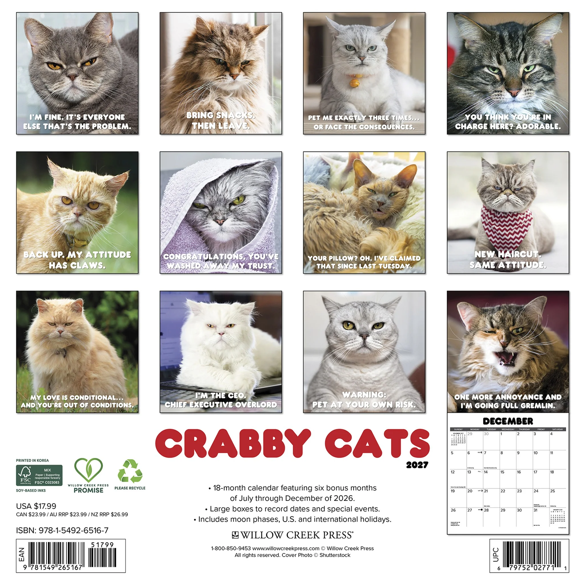 Crabby Cats 2027 Wall Calendar - Image 2