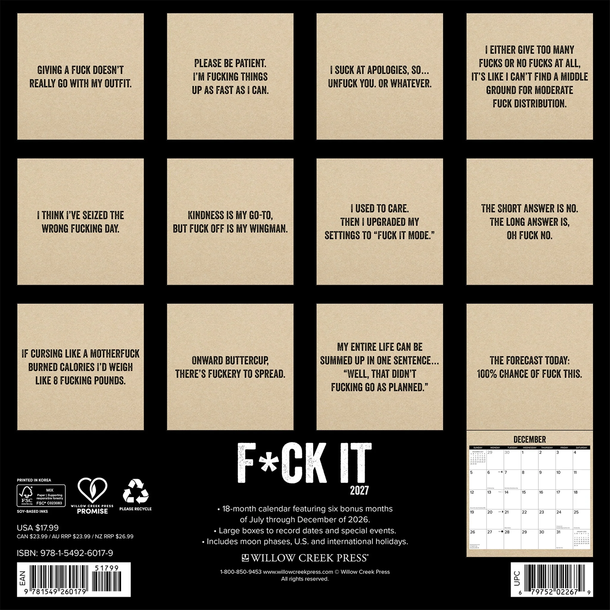 F*CK IT 2027 Wall Calendar - Online Only - Image 2