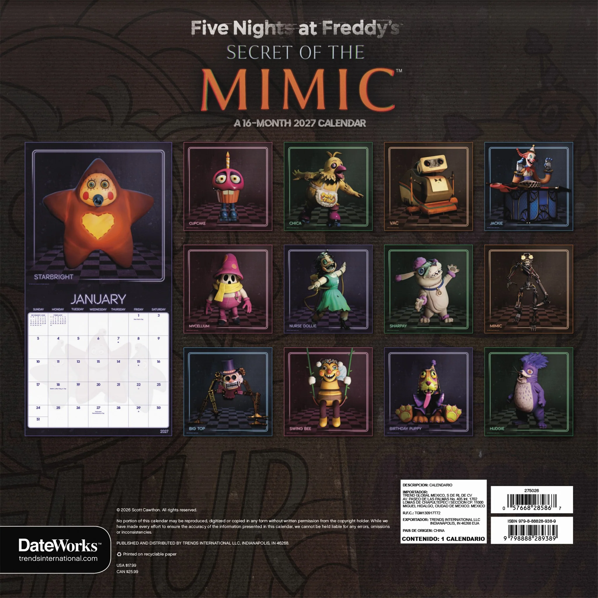 Five Nights at Freddy's Secret of the Mimic 2027 Wall Calendar - Image 2