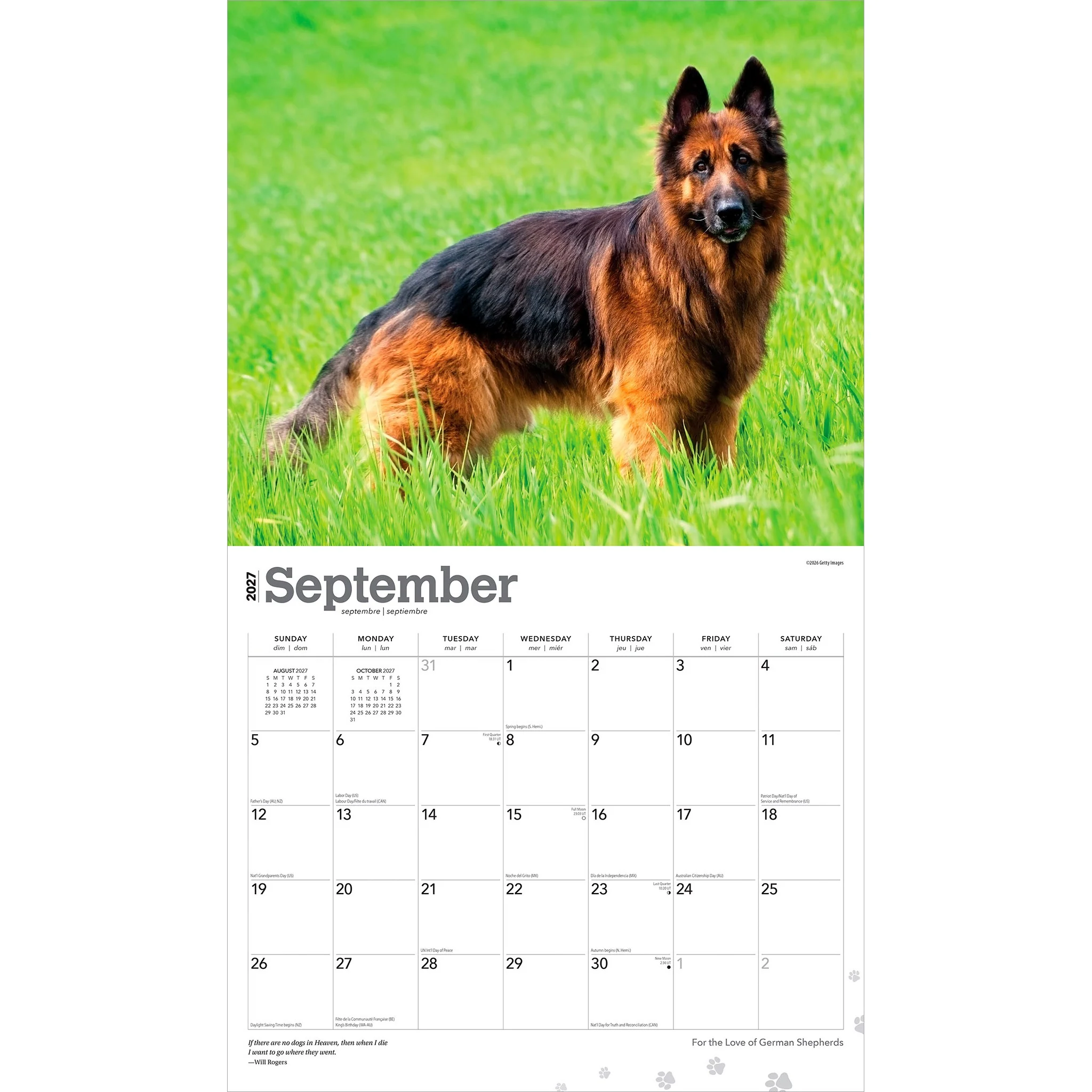 For the Love of German Shepherds 2027 Wall Calendar - Image 4