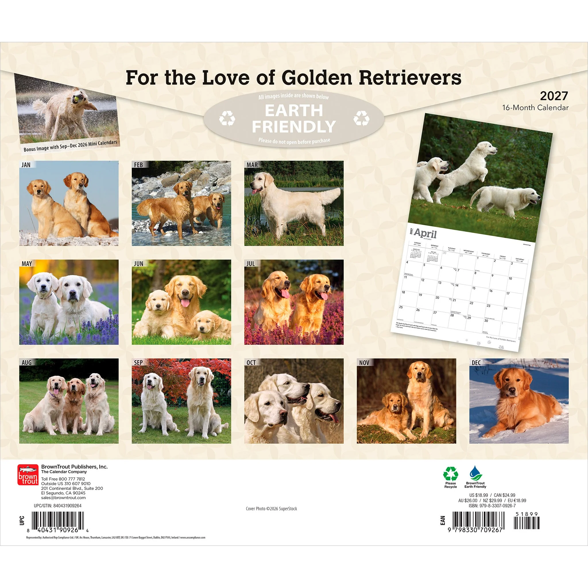 For the Love of Golden Retrievers 2027 Wall Calendar - Image 2