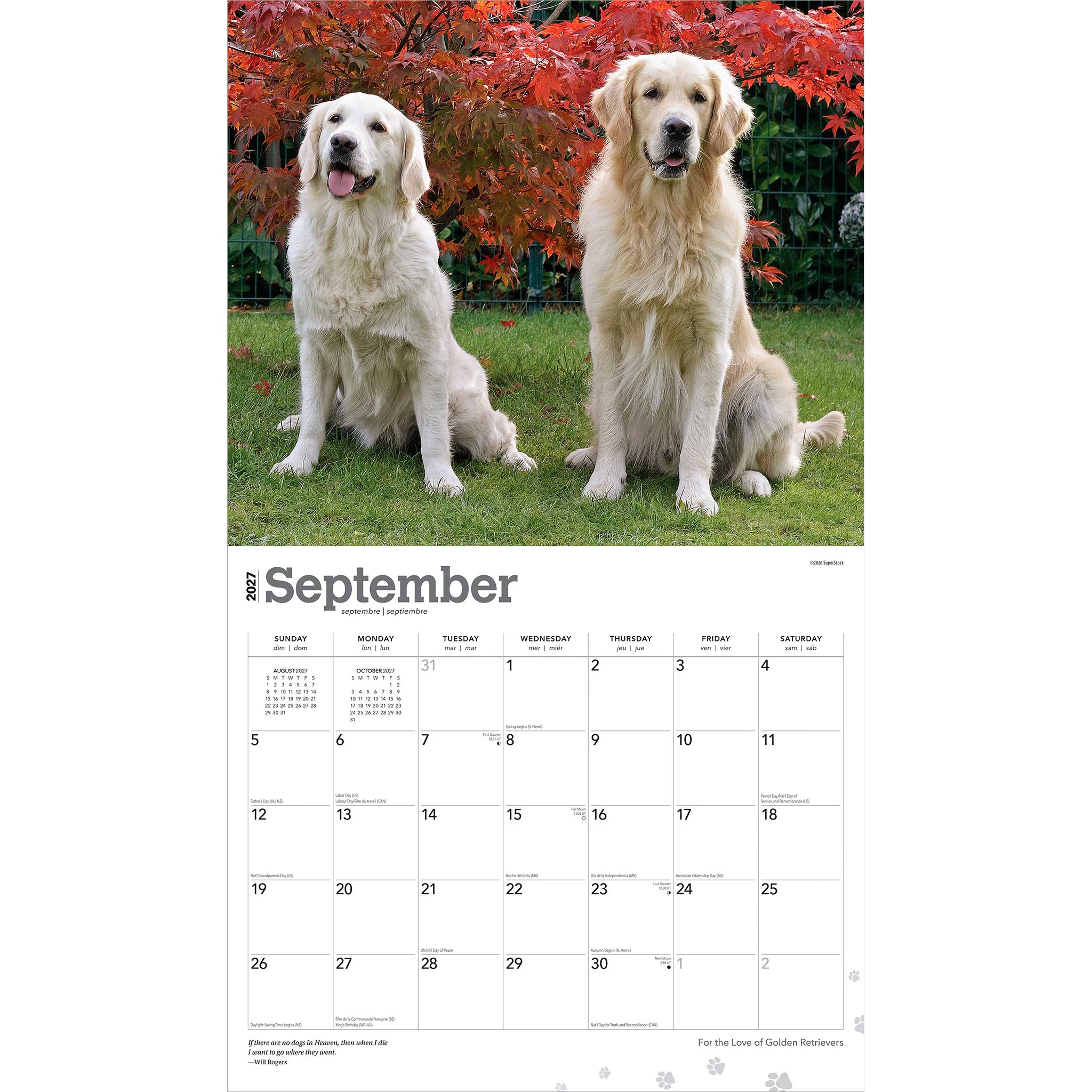 For the Love of Golden Retrievers 2027 Wall Calendar - Image 4