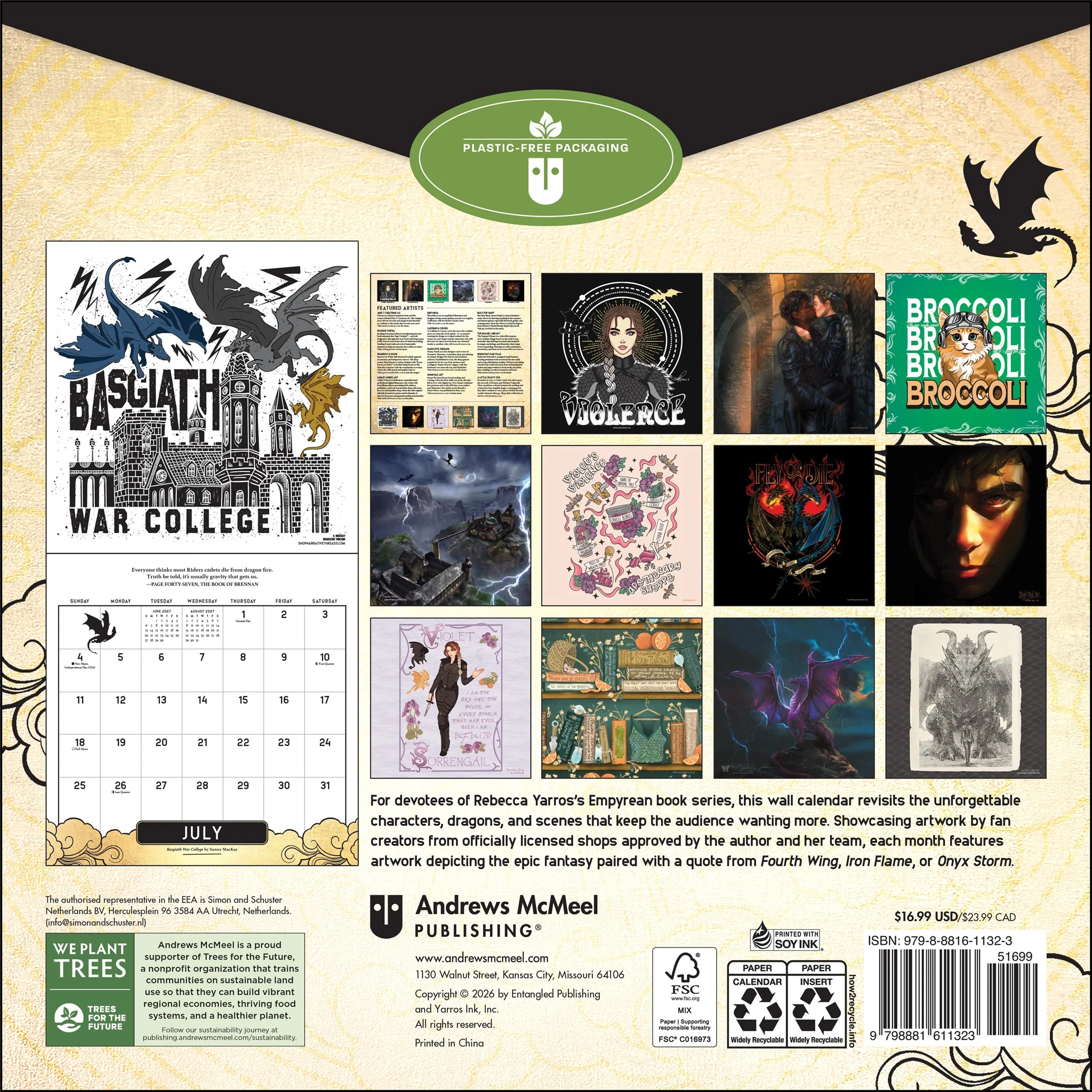 Fourth Wing Officially Licensed Fan Art 2027 Wall Calendar - Image 2
