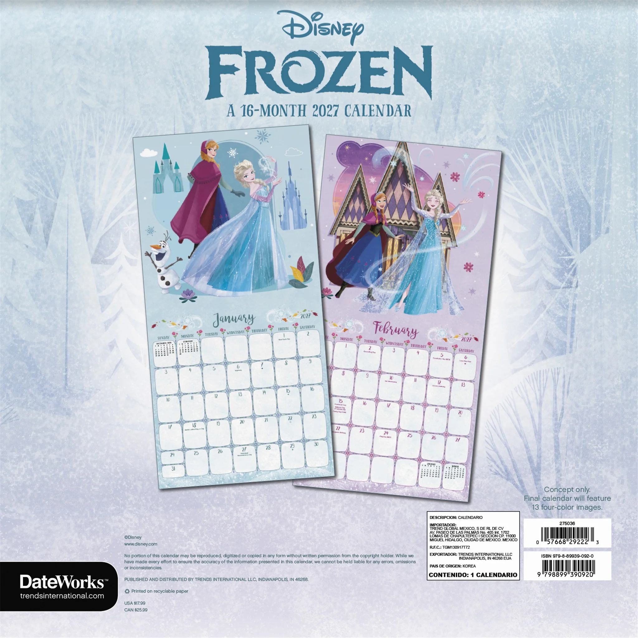 Frozen 2027 Wall Calendar - Image 2