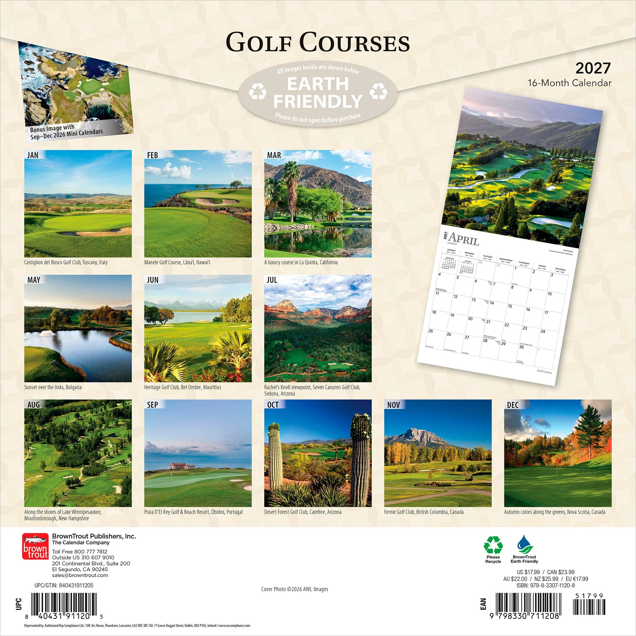 Golf Courses 2027 Wall Calendar - Image 2