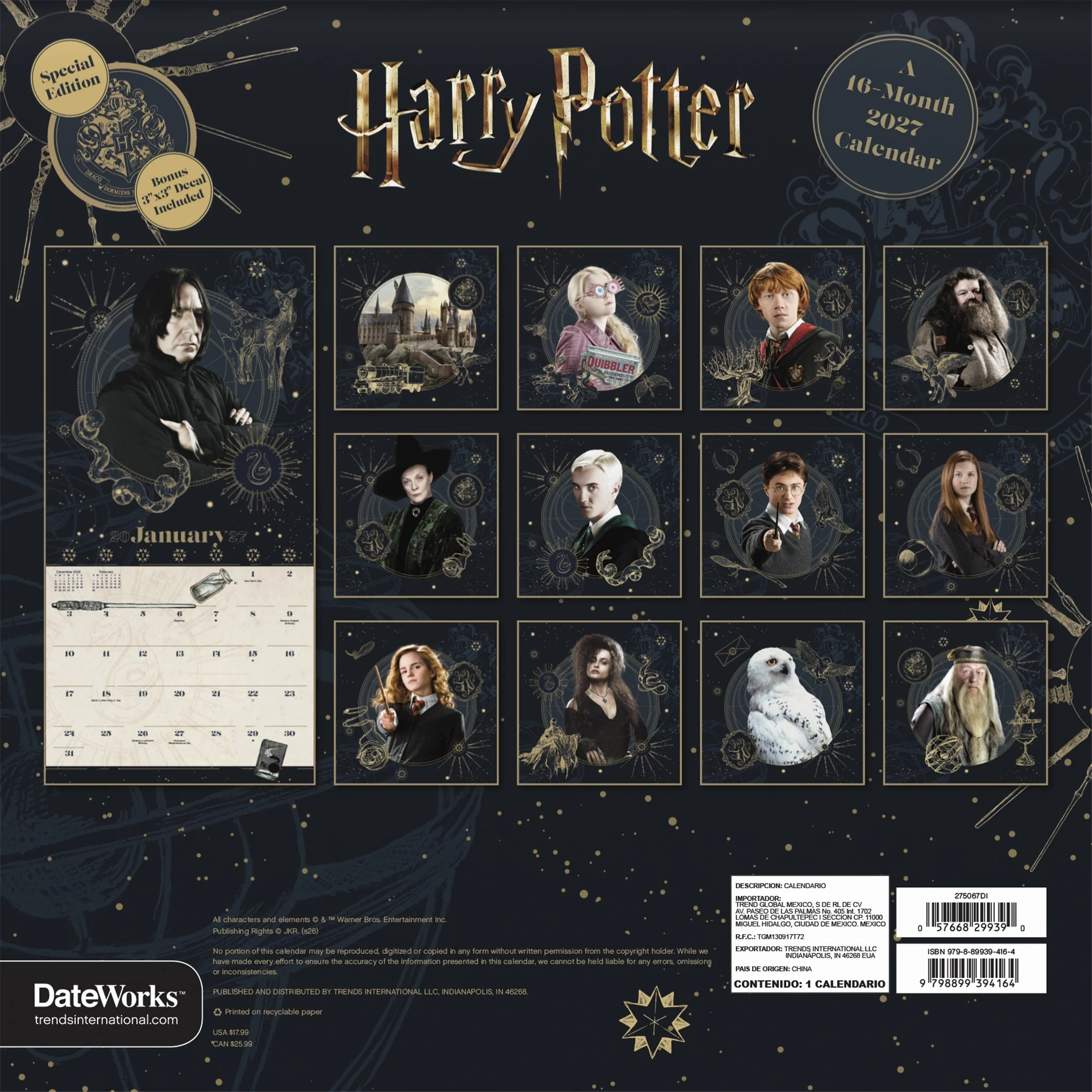 Harry Potter Exclusive with Decal 2027 Wall Calendar - Image 2