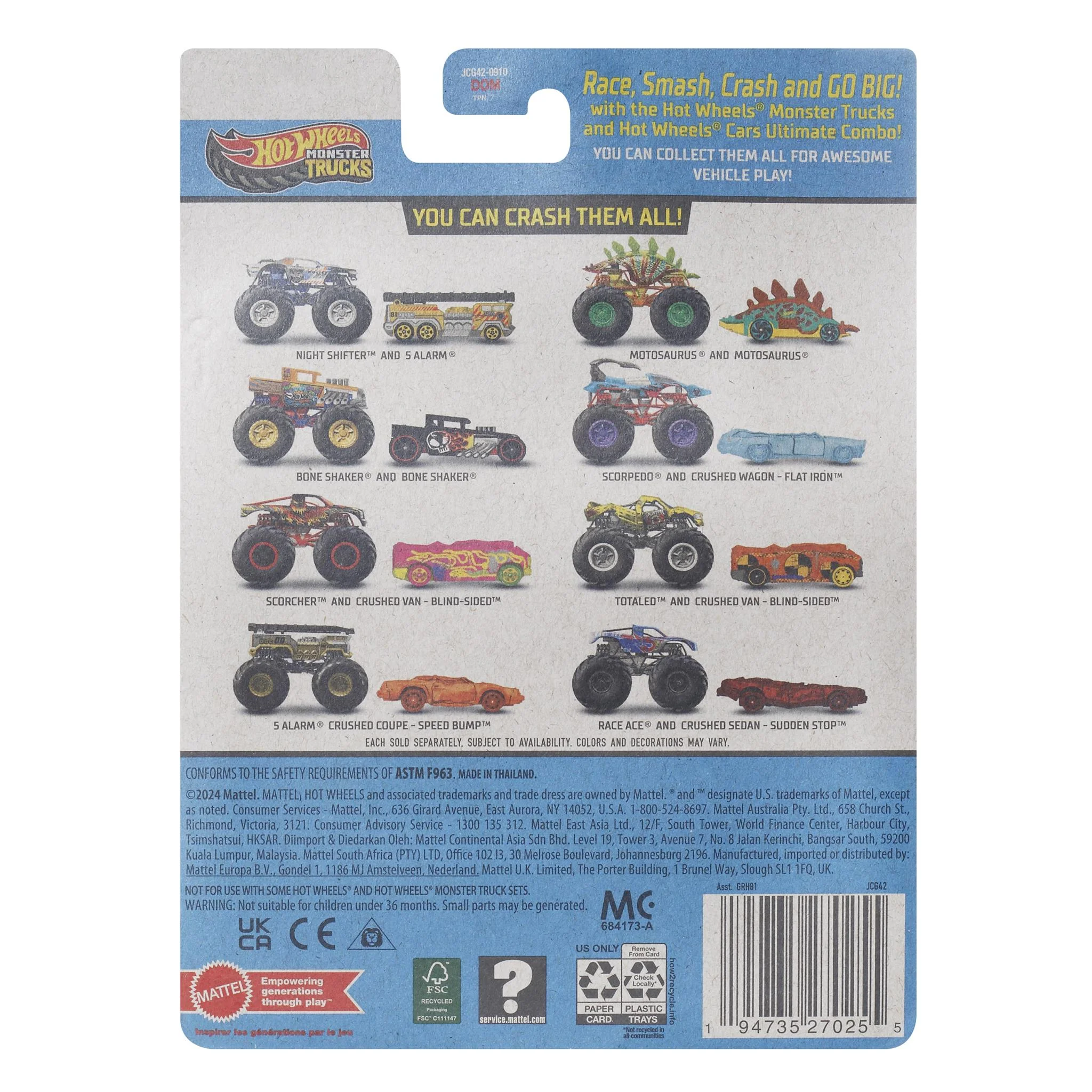 Hot Wheels Monster Truck 1:64 Diecast Truck & Car - Assorted Models - Image 8