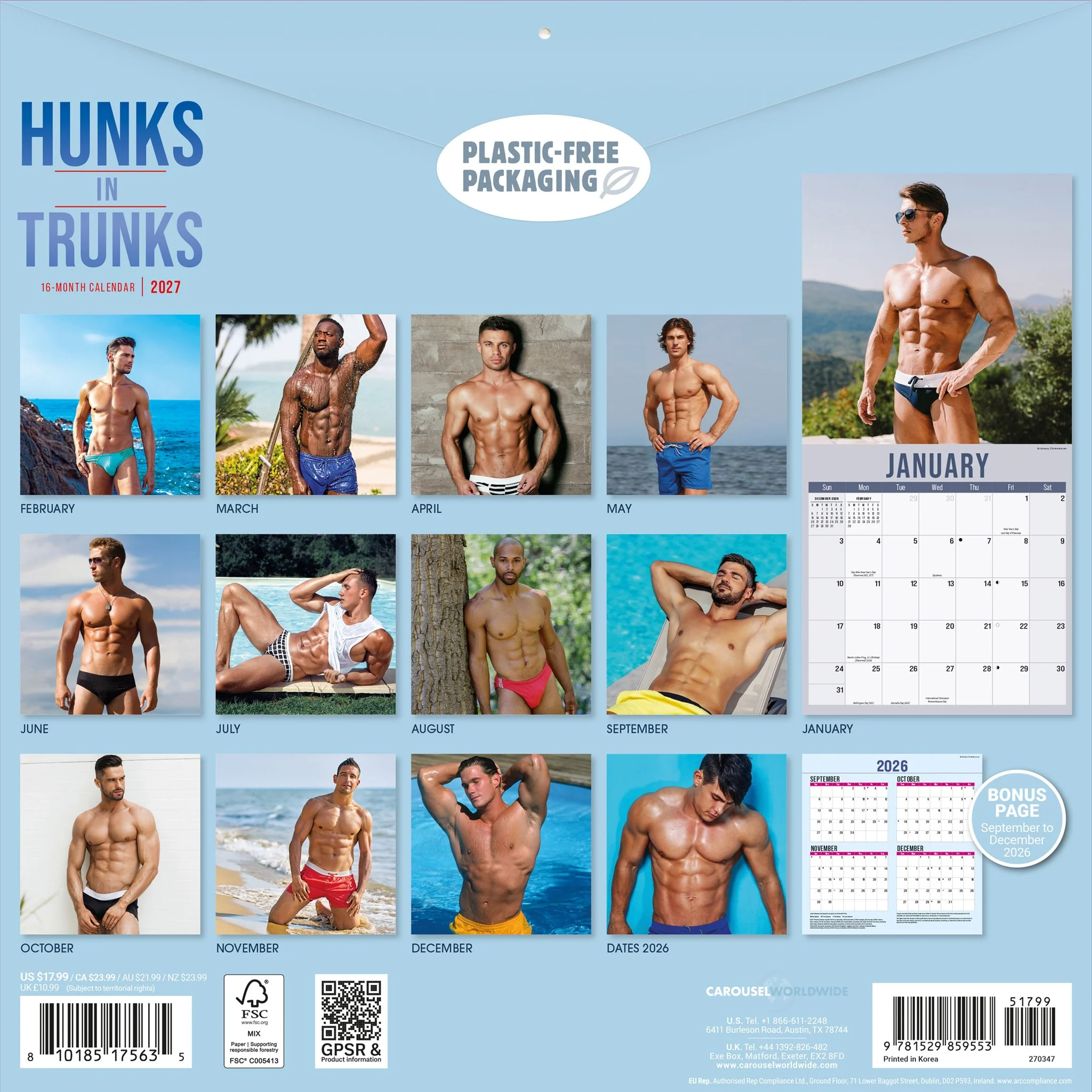 Hunks in Trunks 2027 Wall Calendar - Image 2