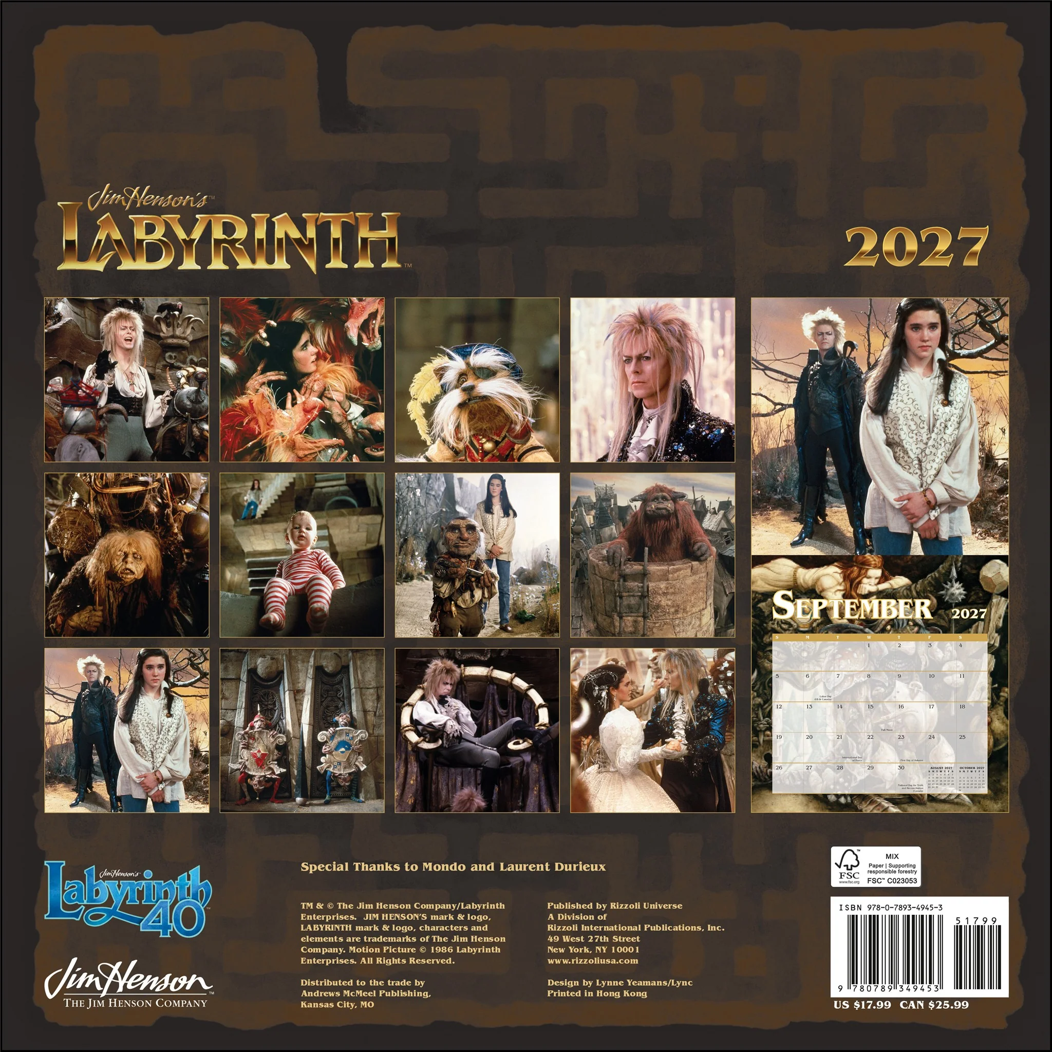 Jim Henson’s Labyrinth 2027 Wall Calendar - Image 2
