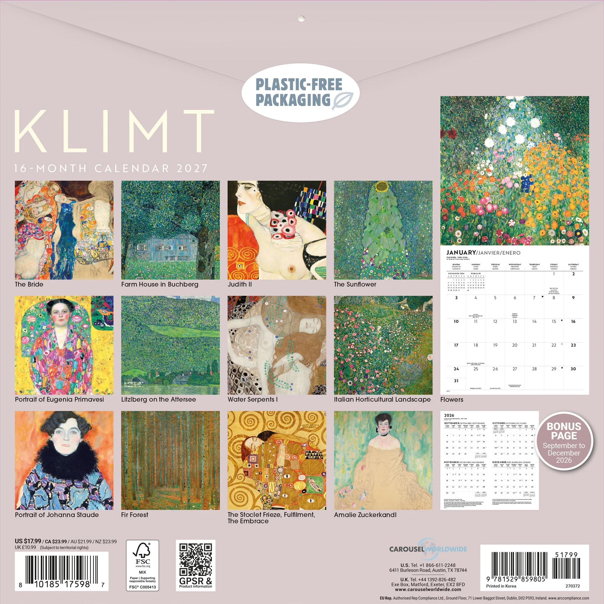 Klimt 2027 Wall Calendar - Image 2