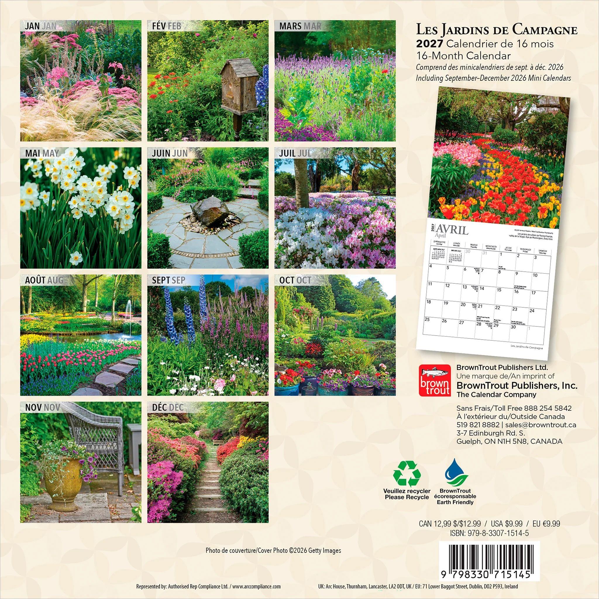 Les Jardins de Campagne 2027 Mini Calendar (French) - Image 2