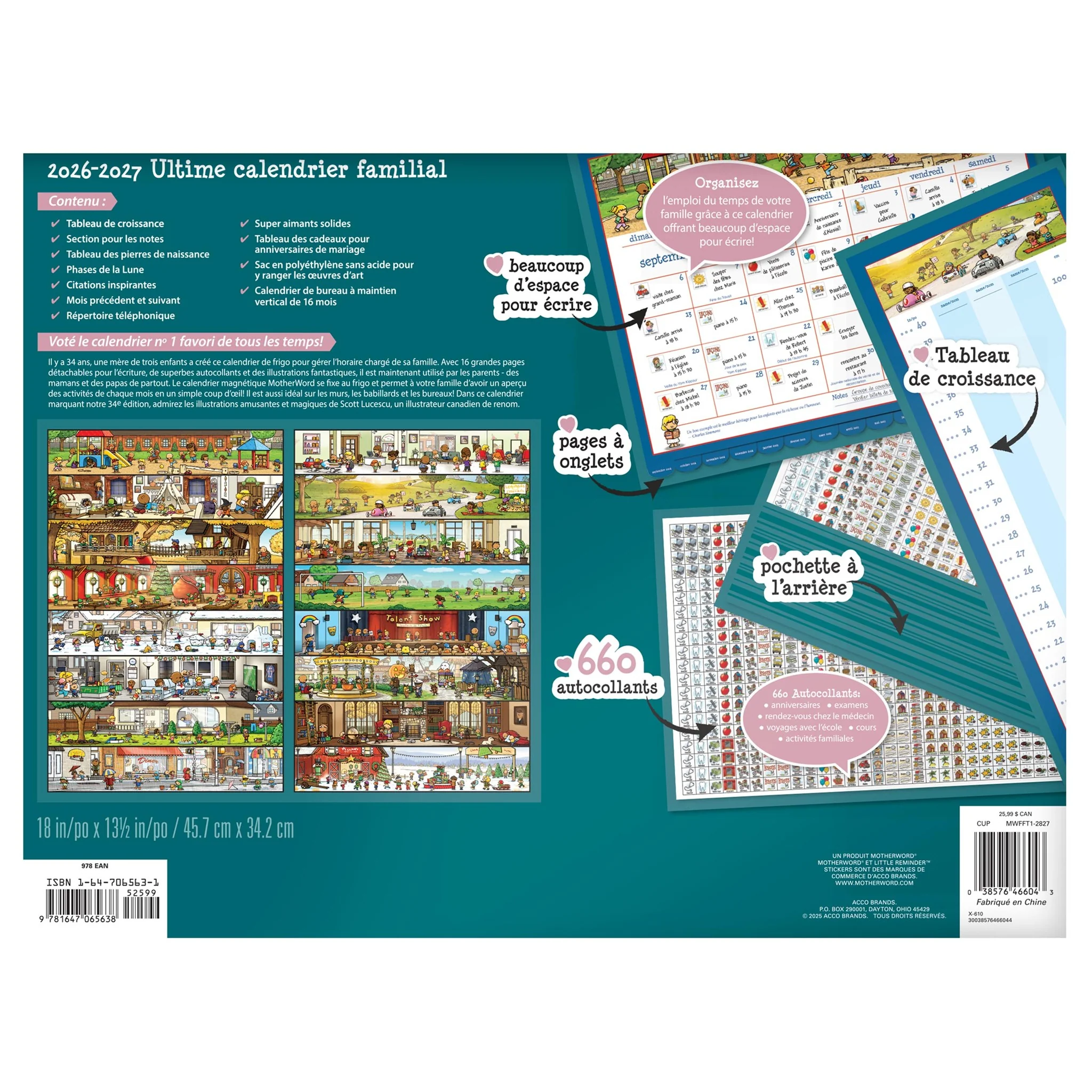MotherWord Ultime calendrier familial de luxe 2026-2027 calendrier mural - Image 2
