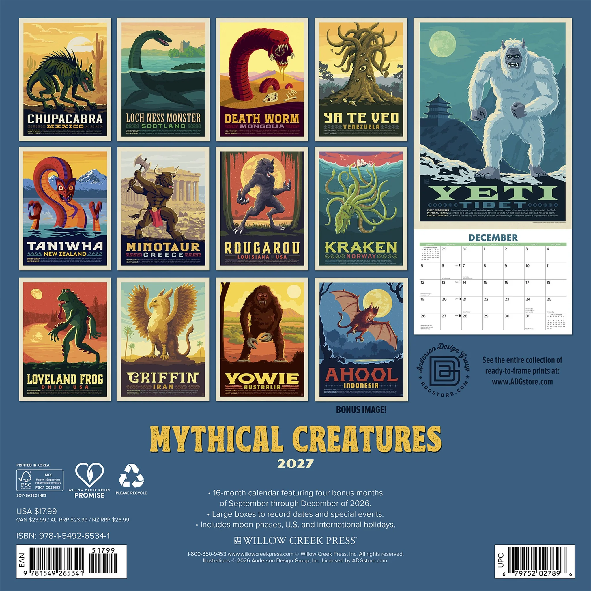 Mythical Creatures 2027 Wall Calendar - Image 2