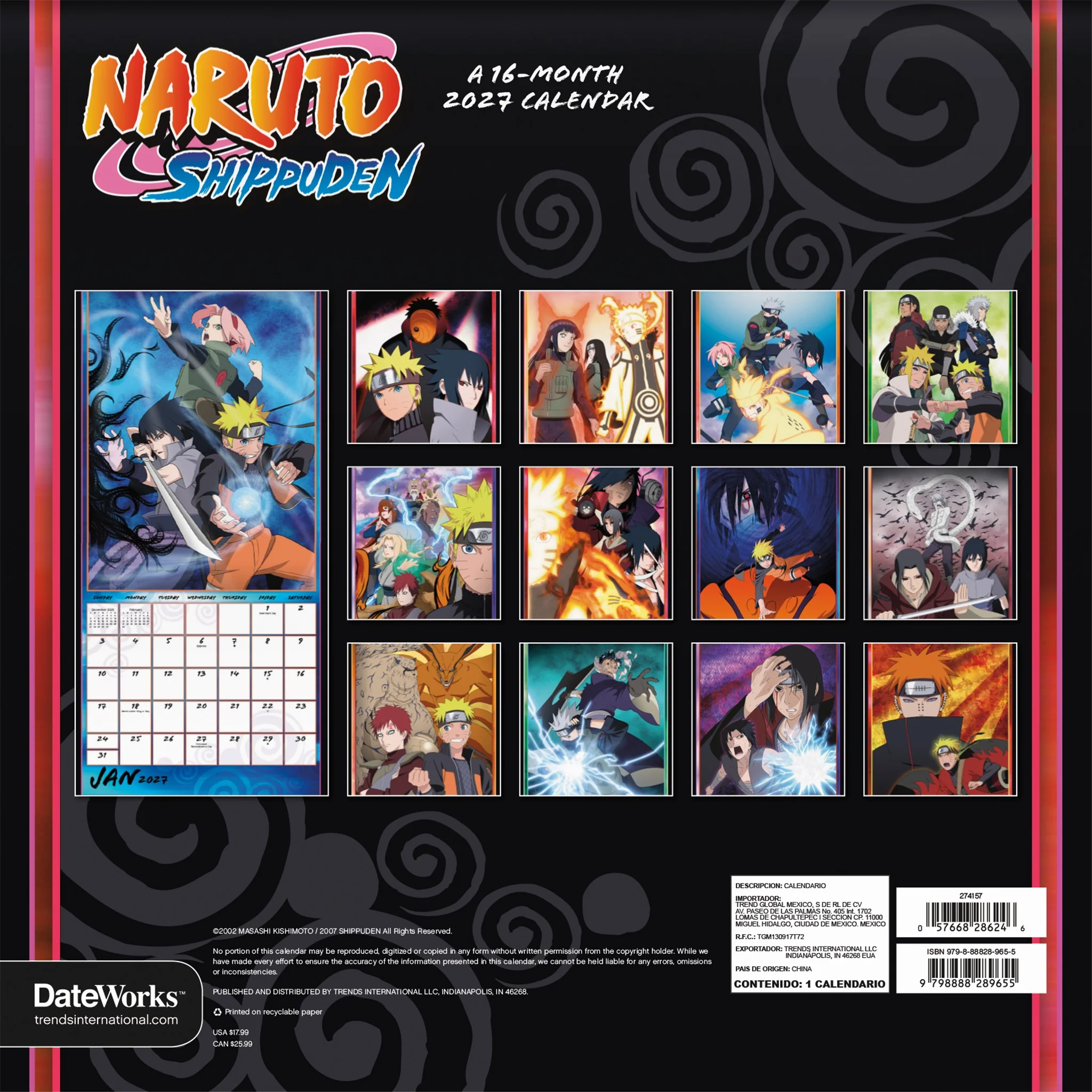 Naruto Shippuden 2027 Wall Calendar - Image 2