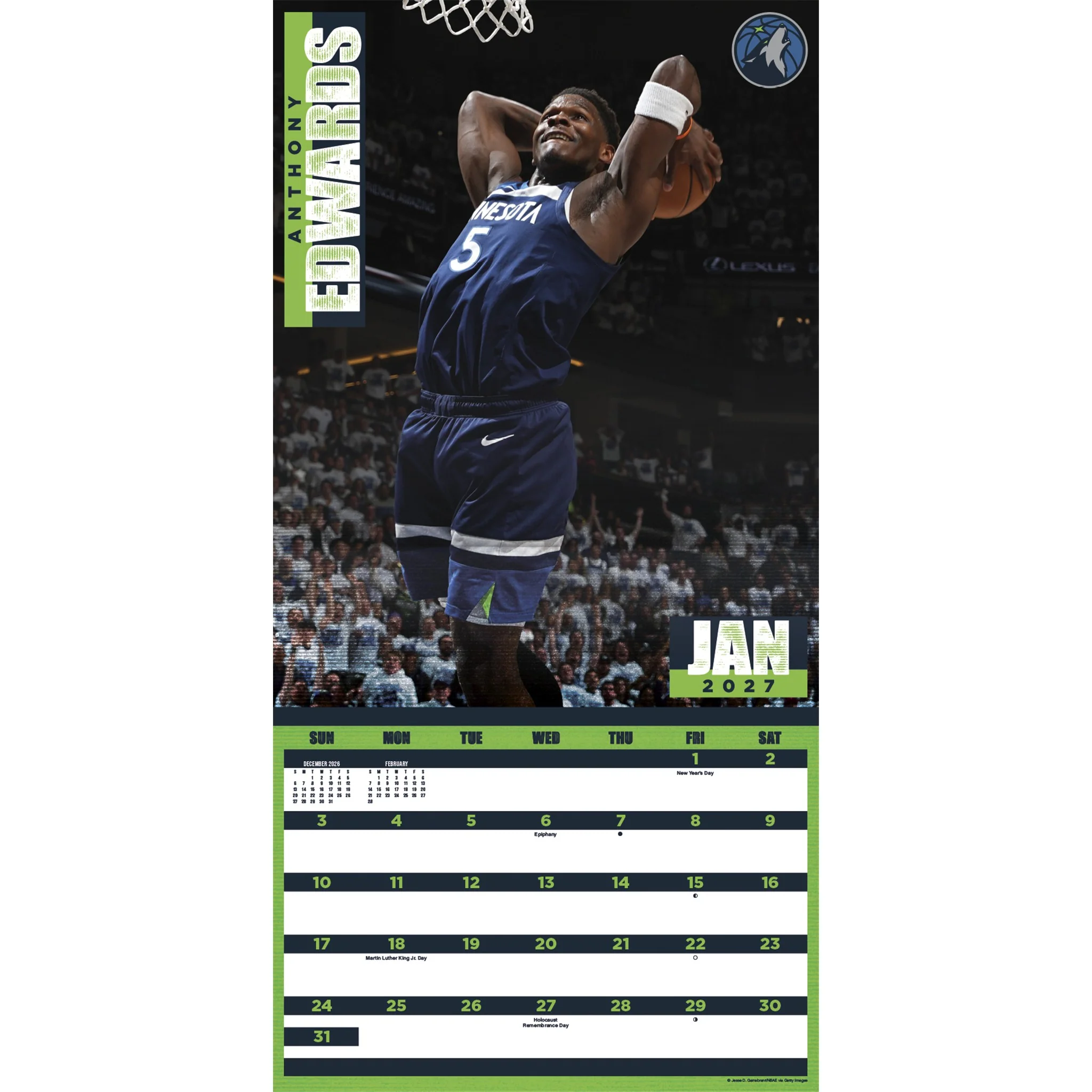 NBA Dunks 2027 Wall Calendar - Image 3