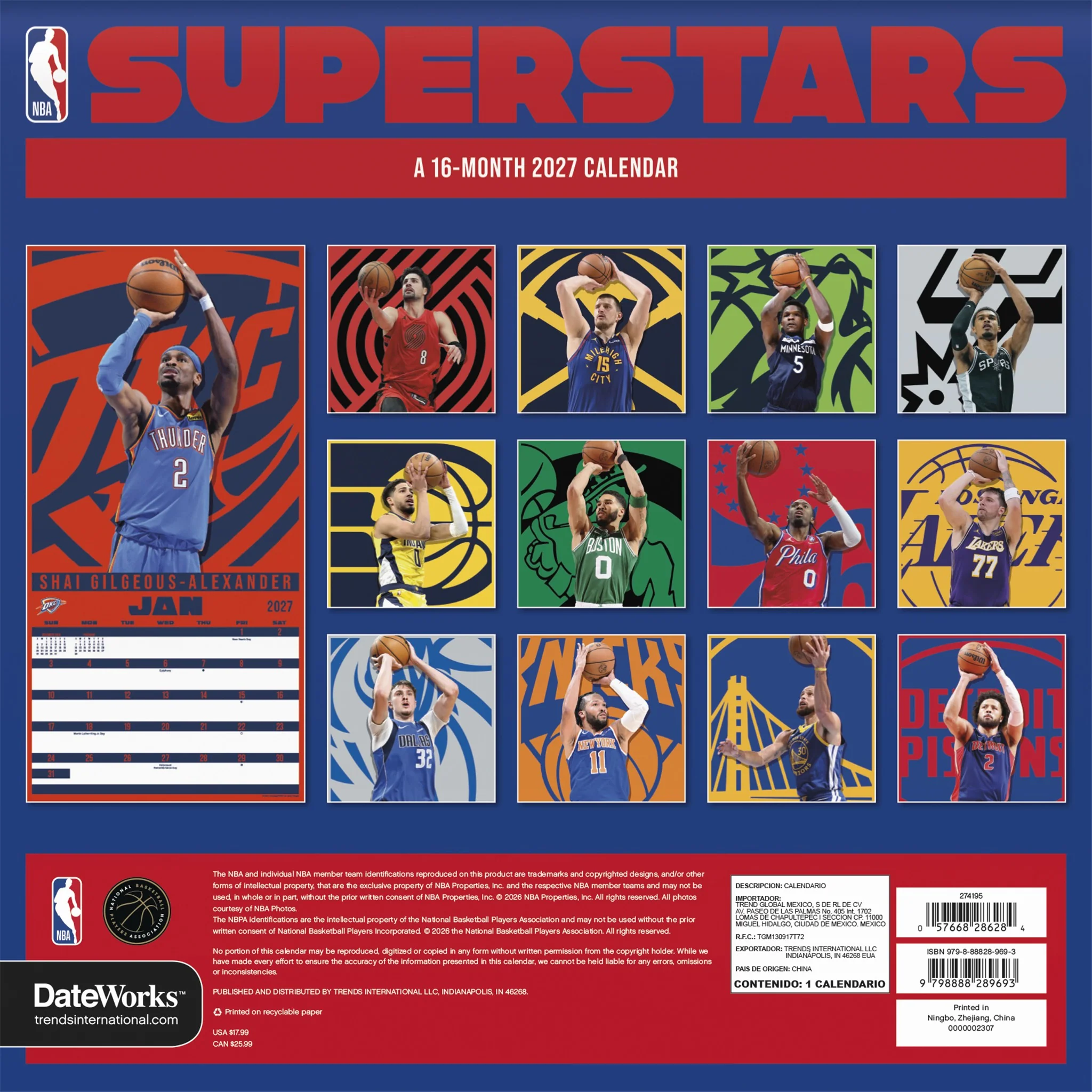 NBA Superstars 2027 Wall Calendar - Image 2