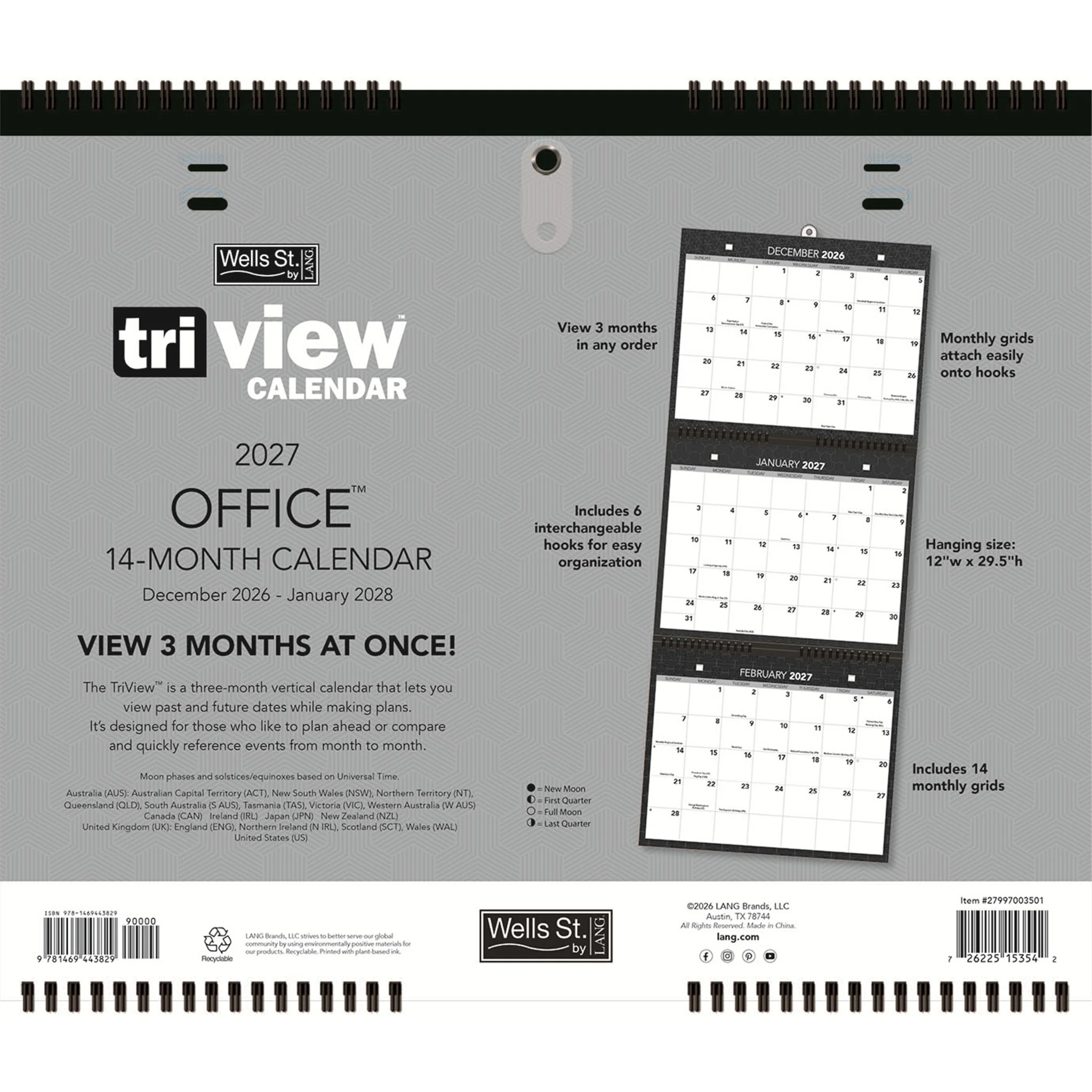 Office Tri-View 2026-2027 Wall Calendar - Image 2