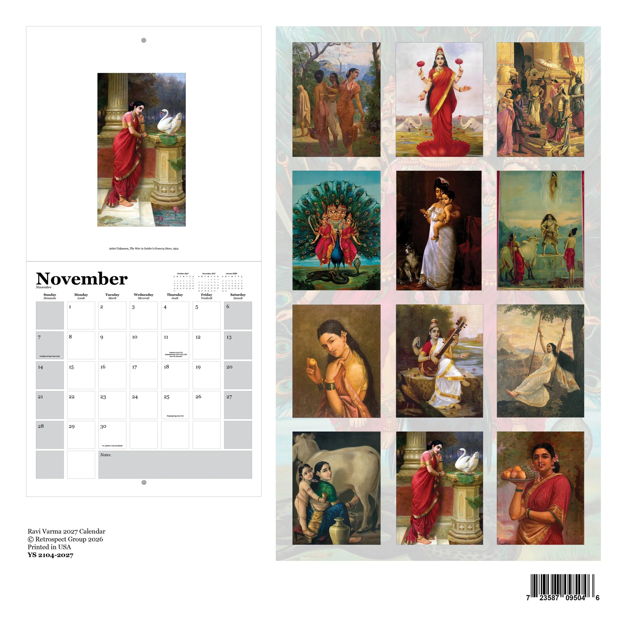 Ravi Varma 2027 Wall Calendar - Online Only - Image 2