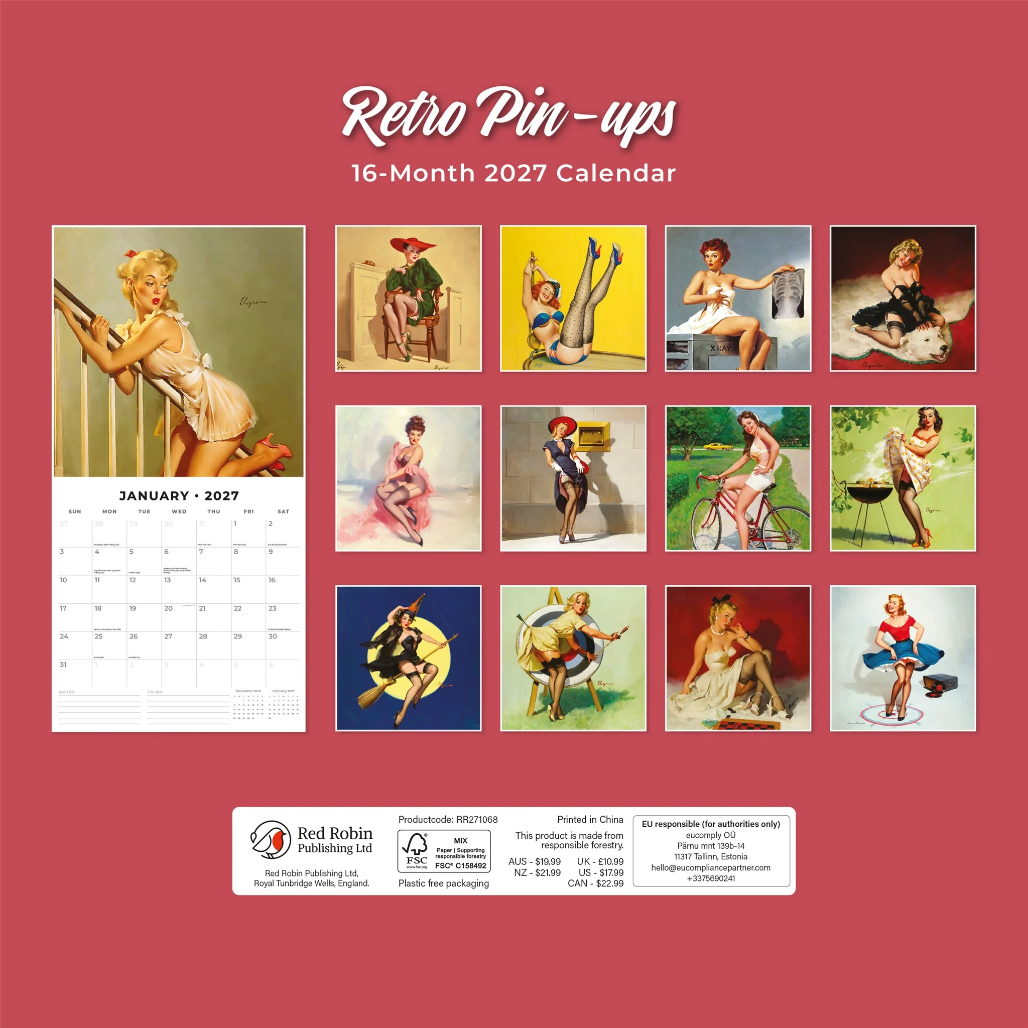 Retro Pin-ups 2027 Wall Calendar - Image 2