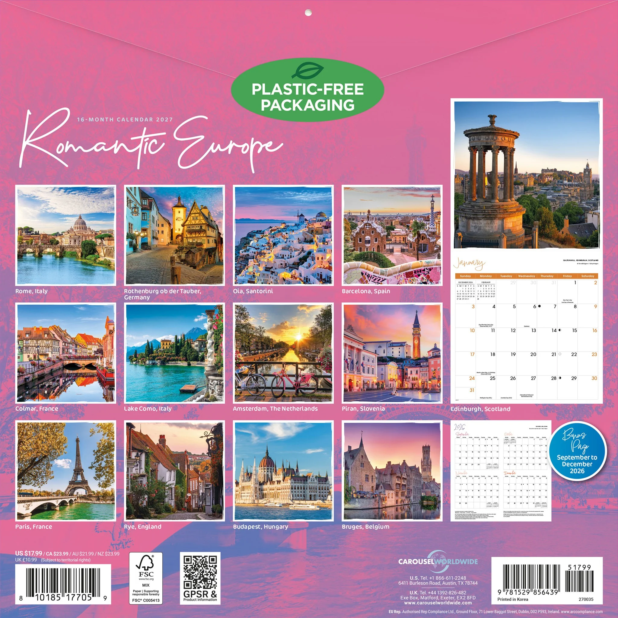 Romantic Europe 2027 Wall Calendar - Image 2