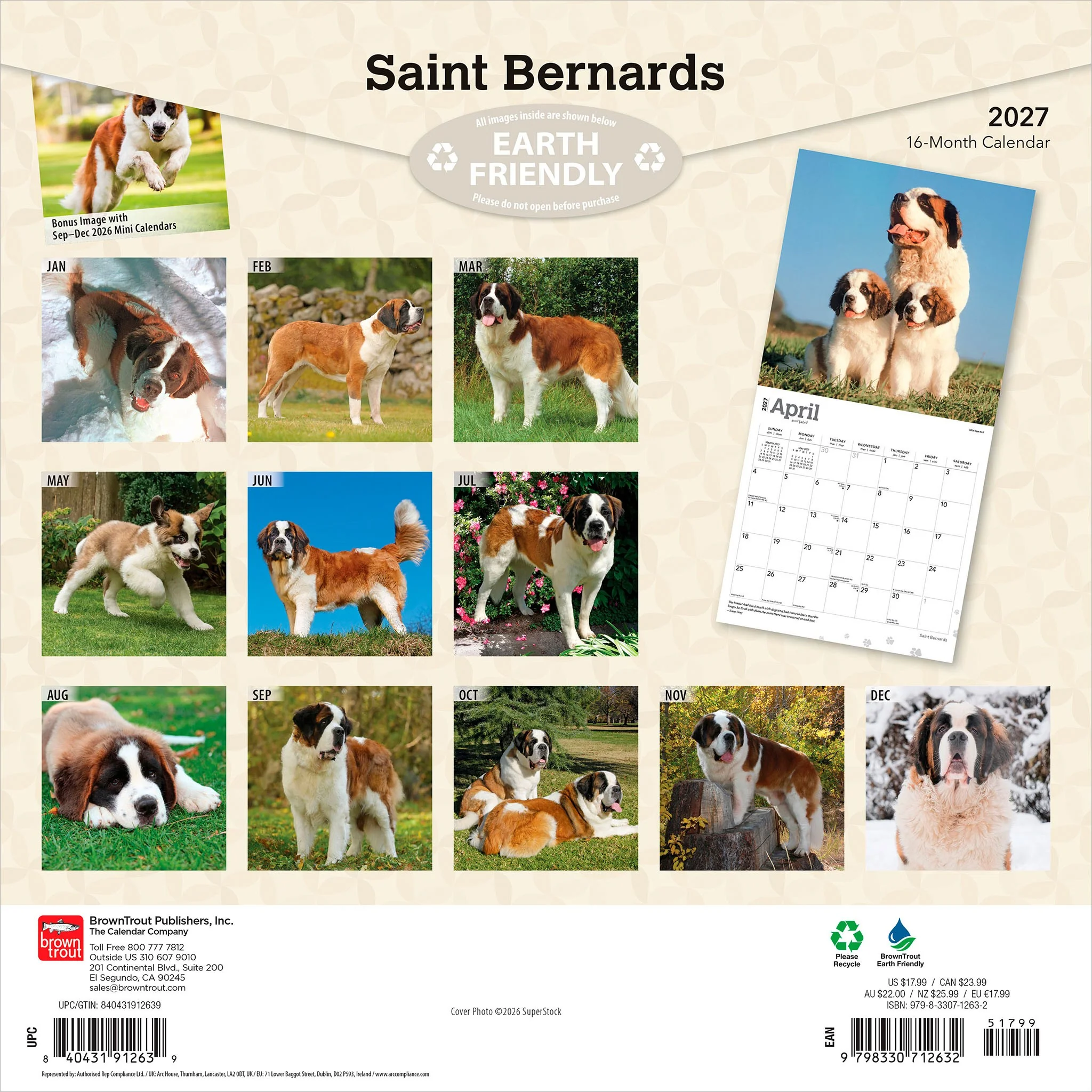 Saint Bernards 2027 Wall Calendar - Image 2