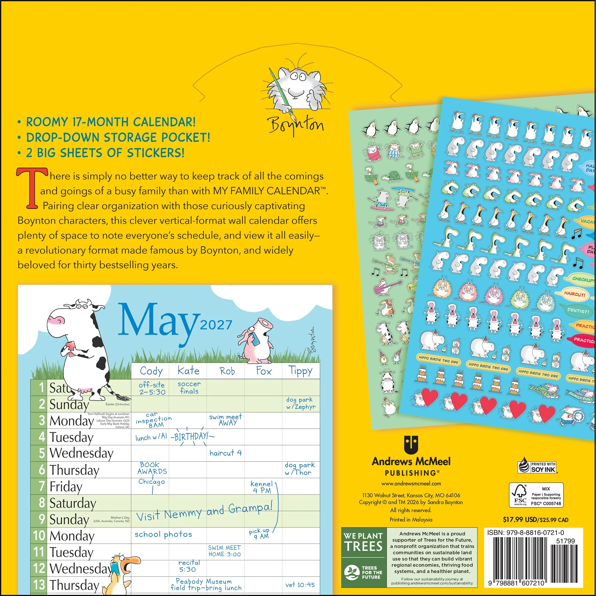 Sandra Boynton's My Family 2026-2027 Wall Calendar - Image 2