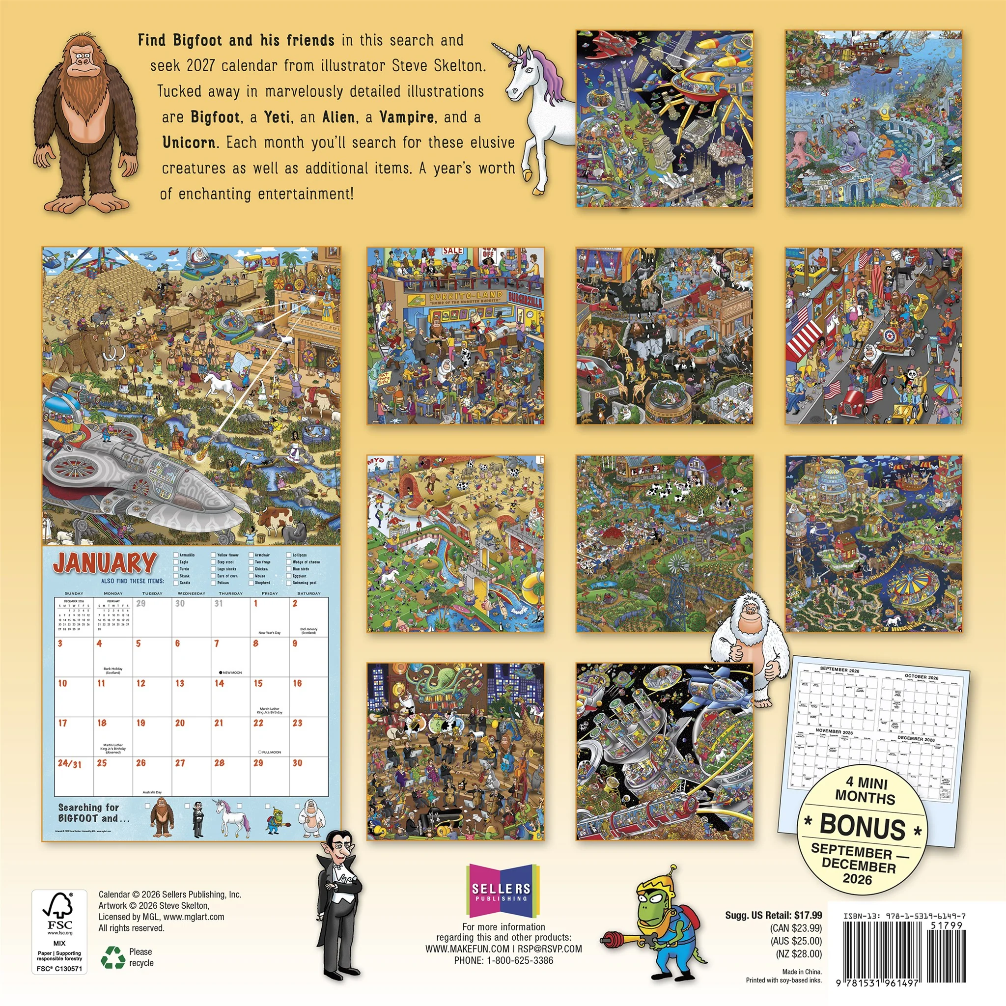 Searching for Bigfoot and His Other Hidden Friends 2027 Wall Calendar - Image 2