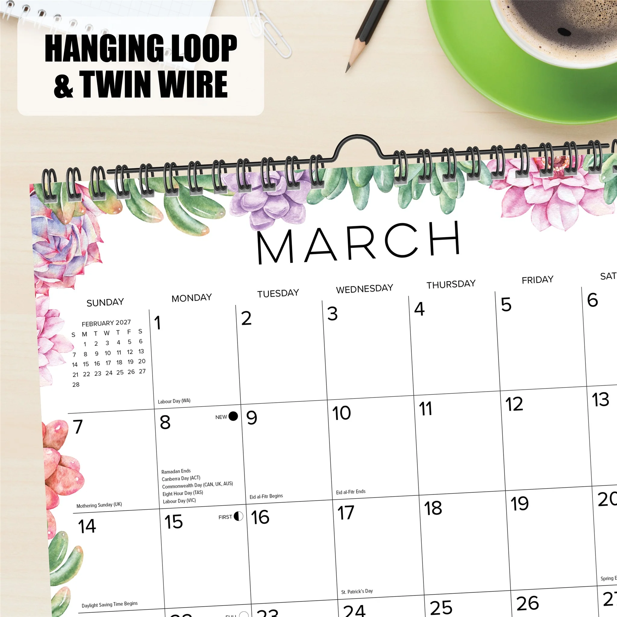Succulents 2027 Spiral Wall Calendar - Image 5