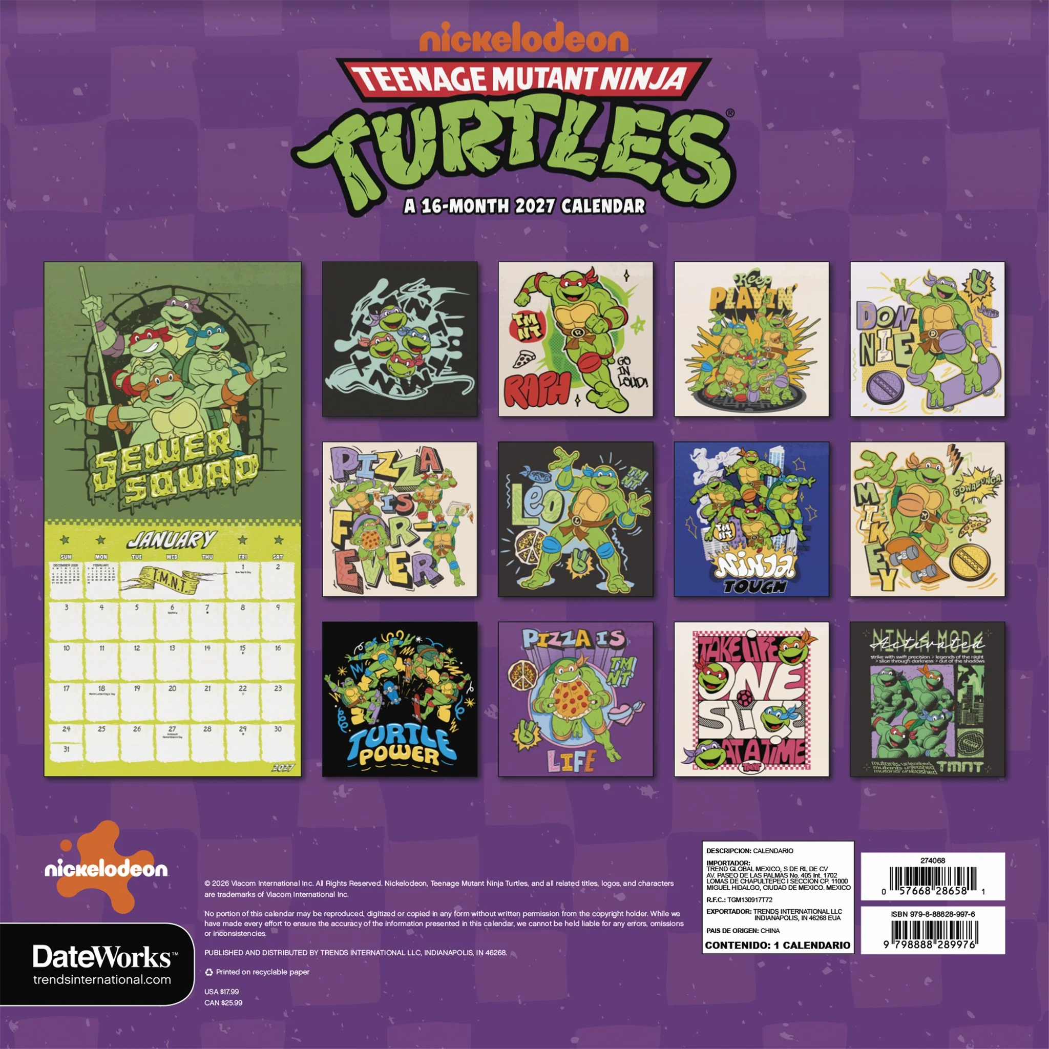 Teenage Mutant Ninja Turtles 2027 Wall Calendar - Image 2