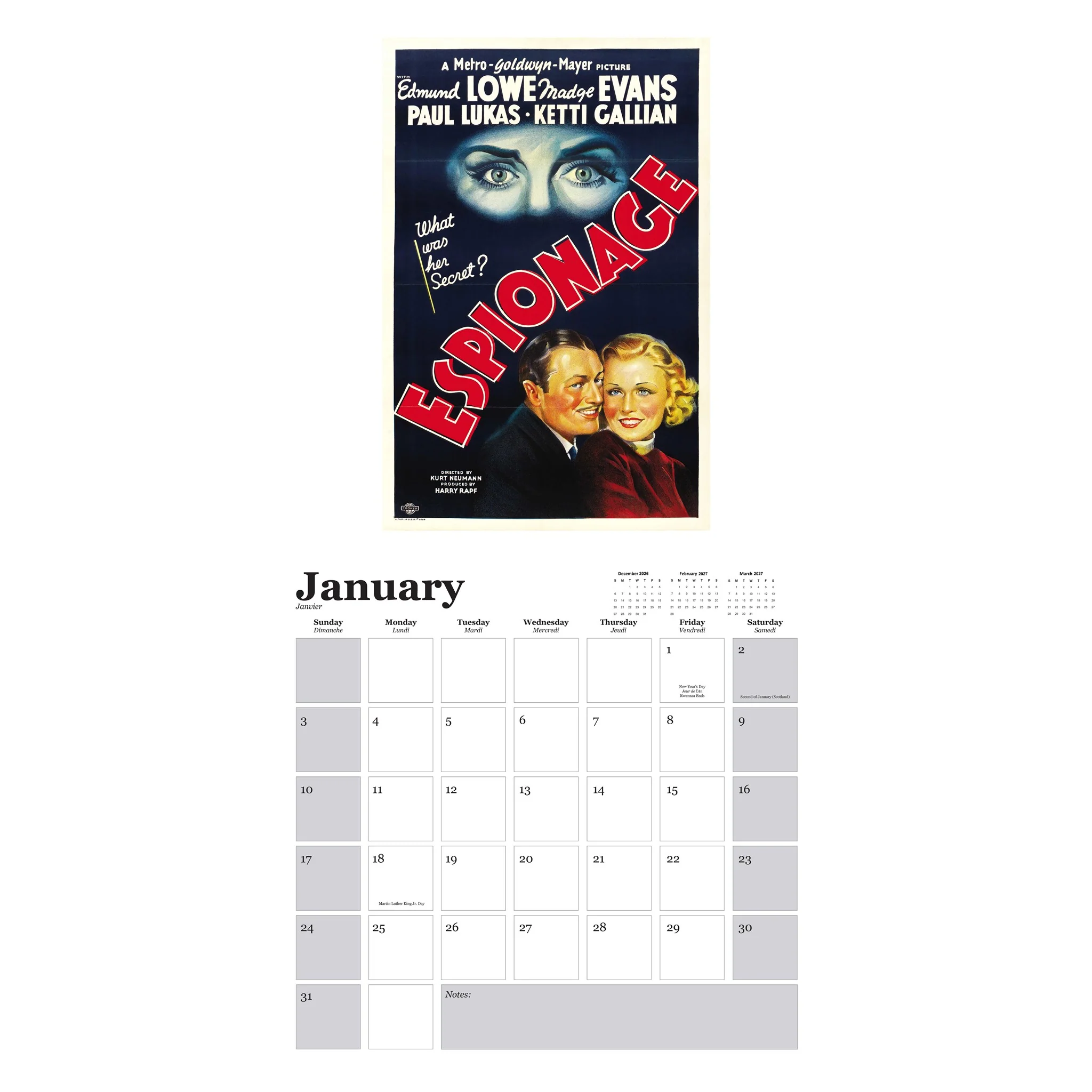 Vintage Movie Posters 2027 Wall Calendar - Online Only - Image 3