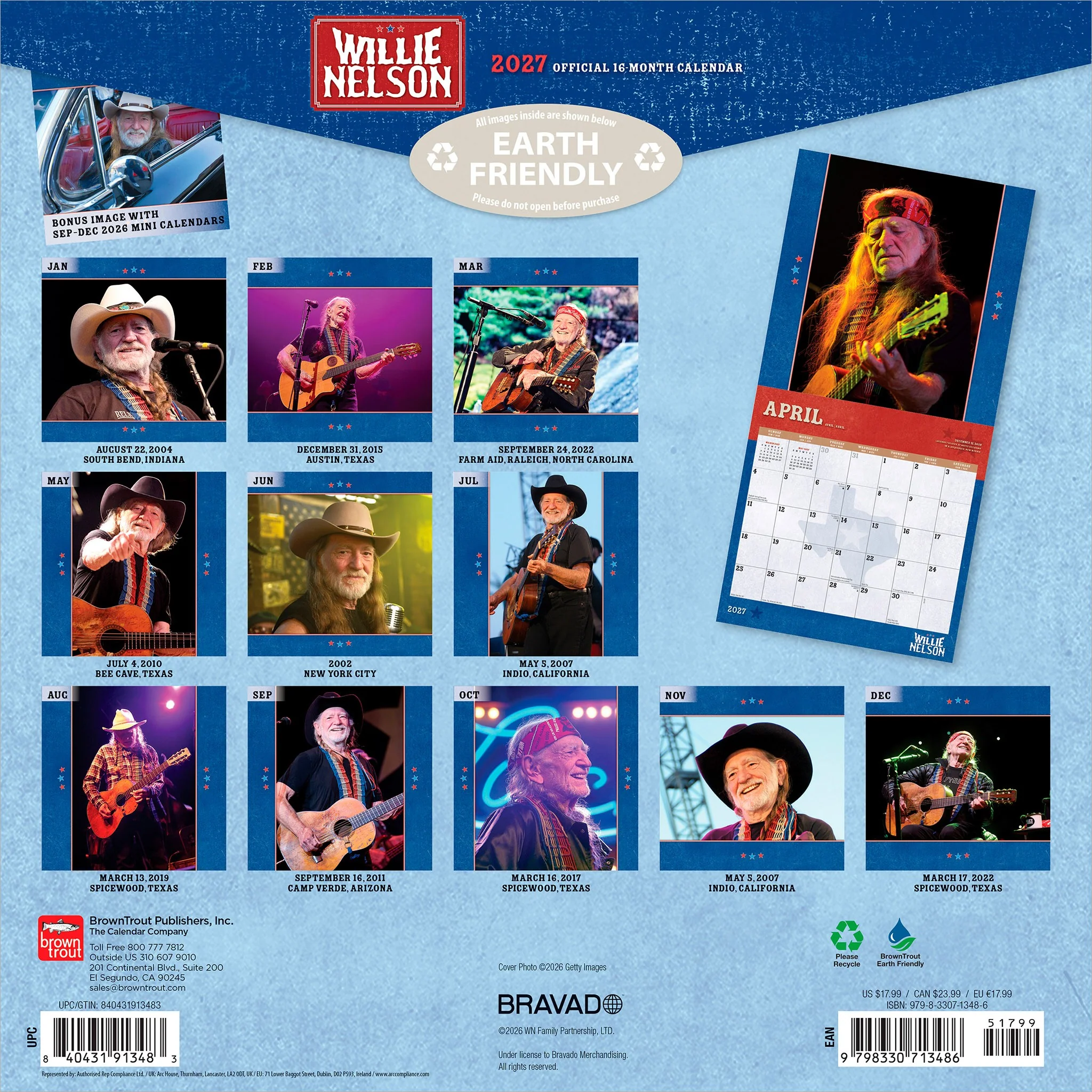 Willie Nelson 2027 Wall Calendar - Online Only - Image 2
