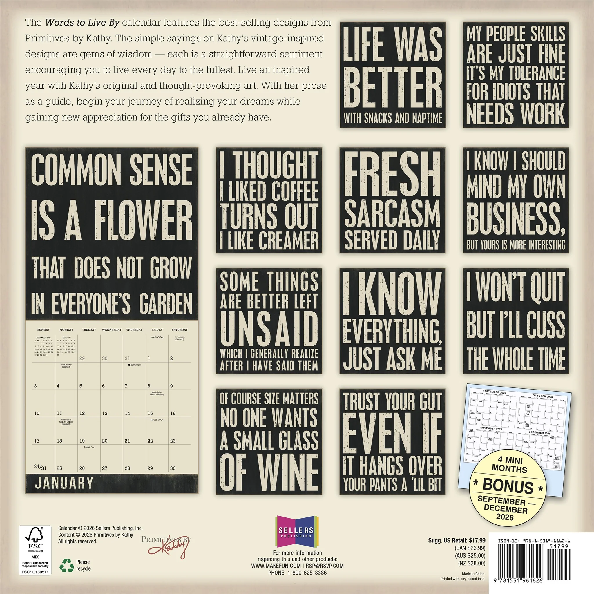 Words to Live By 2027 Wall Calendar - Image 2